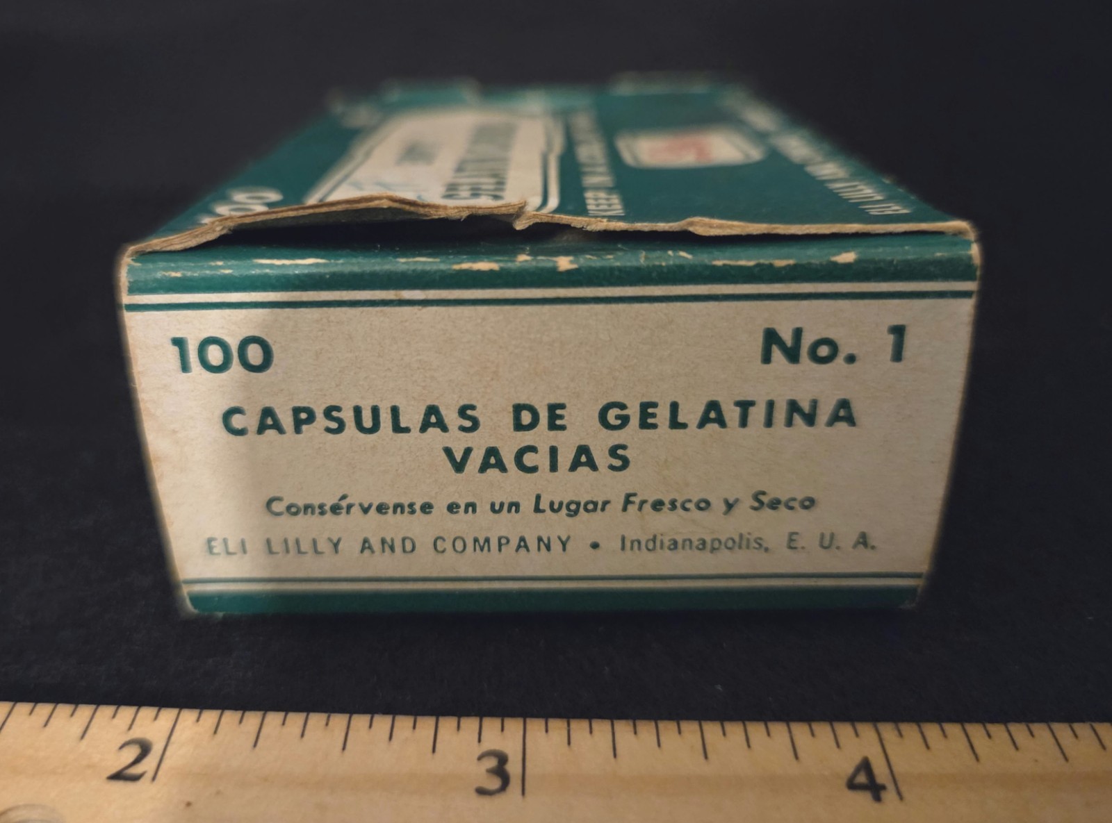 Vintage Eli Lilly Empty Gelatin Capsules No 1 Box Bilingual Pharmacy Apothecary