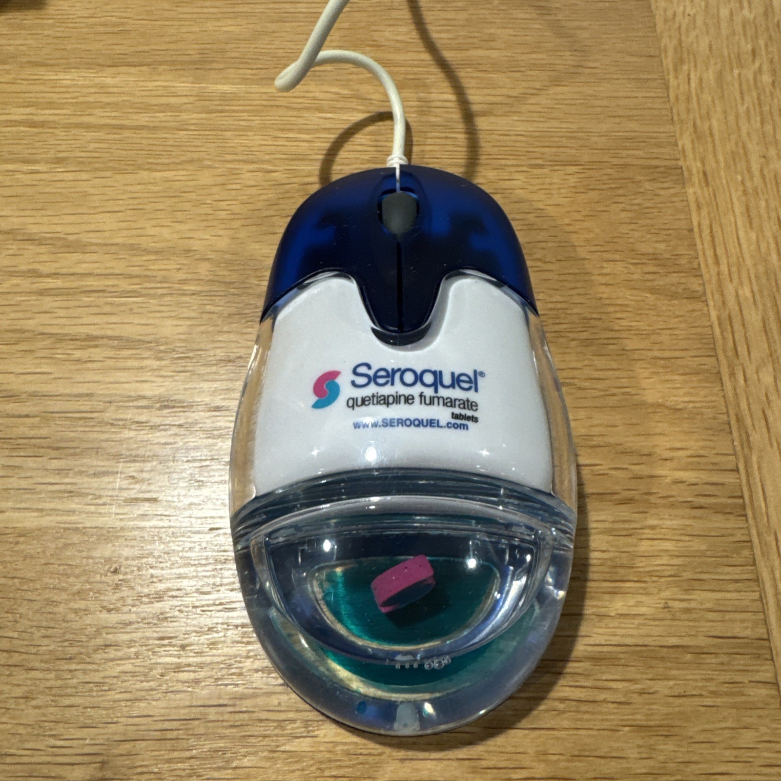Pharmaceutical Marketing AQUA SEROQUEL Computer Mouse PS2 ADAPTER VERSION W BOX