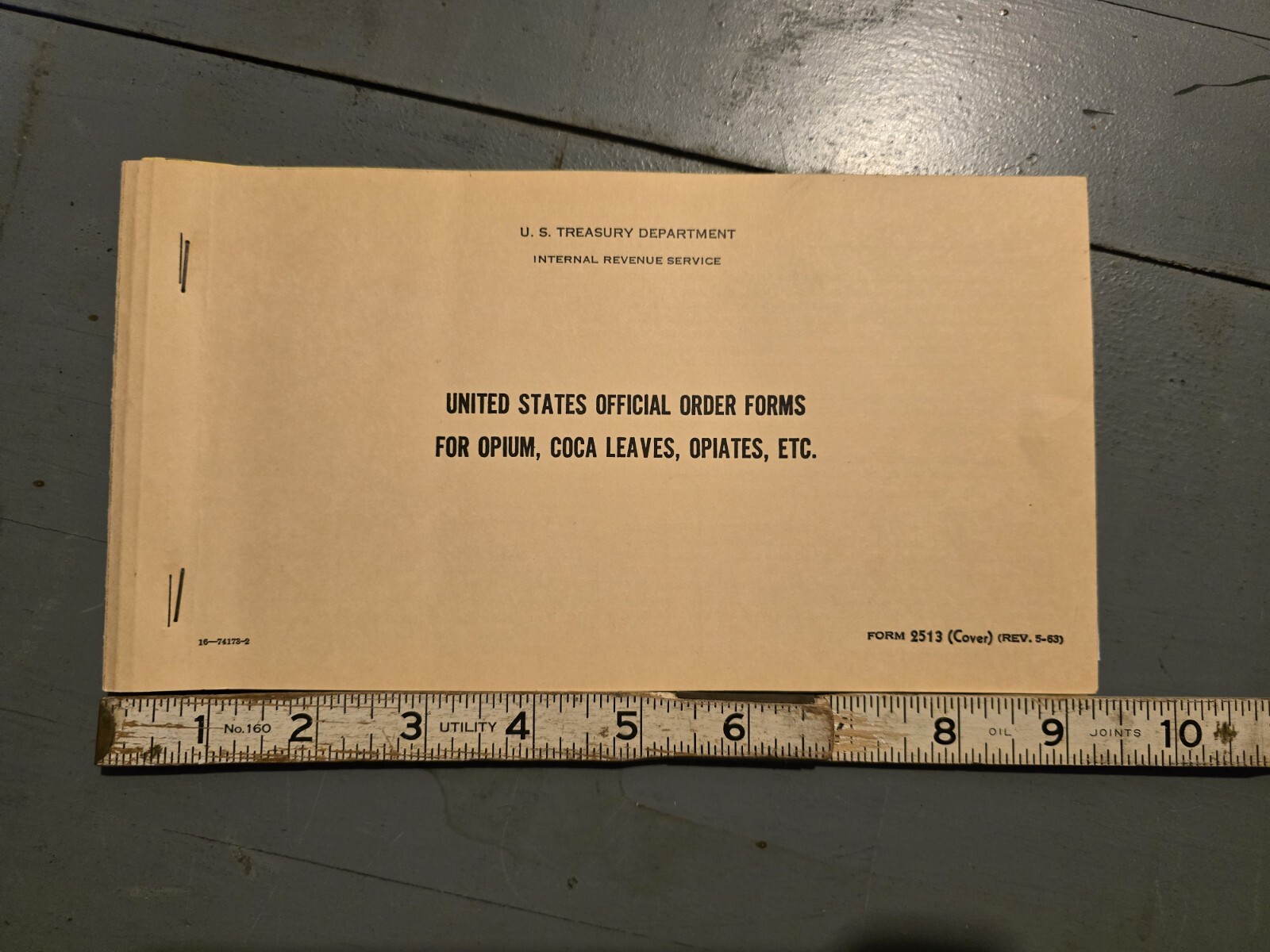 Vintage US Treasury IRS Opium Coca Leaves Opiates Narcotic Order Form 1966