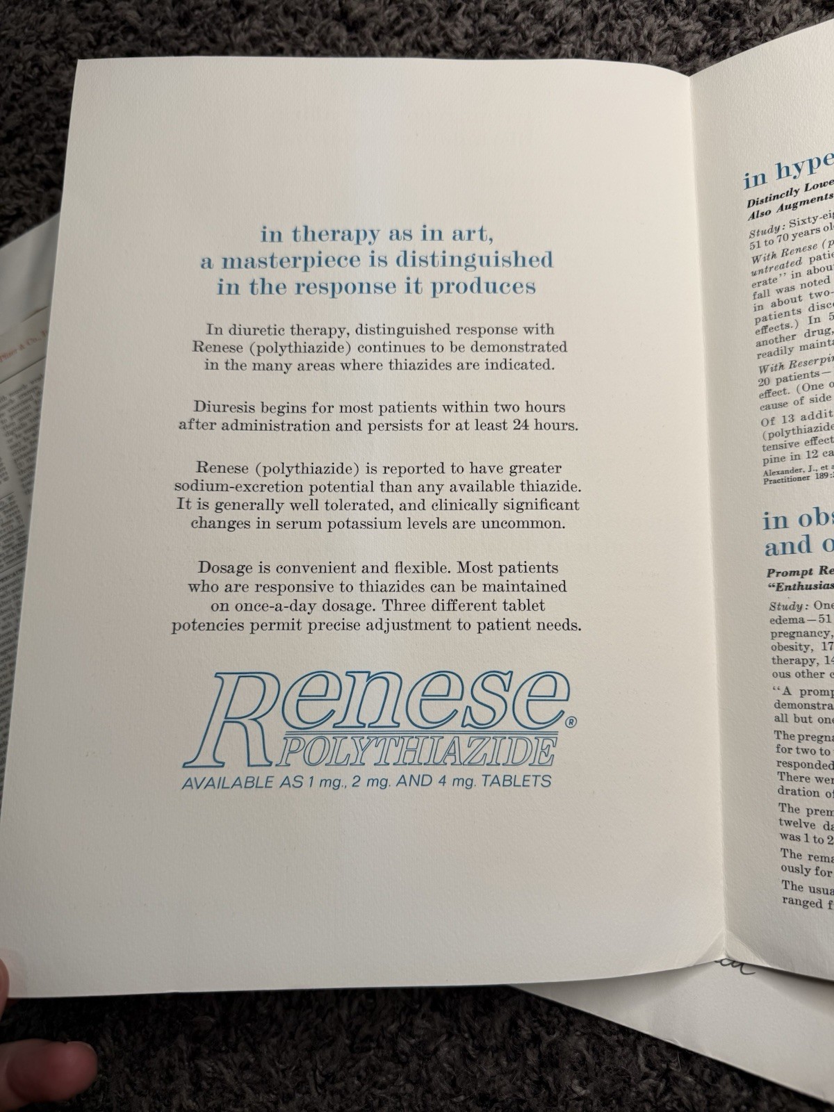 Vintage Pfizer Renese Medical Art Print Brochure Lot Vermeer Utillo 1963 2pc