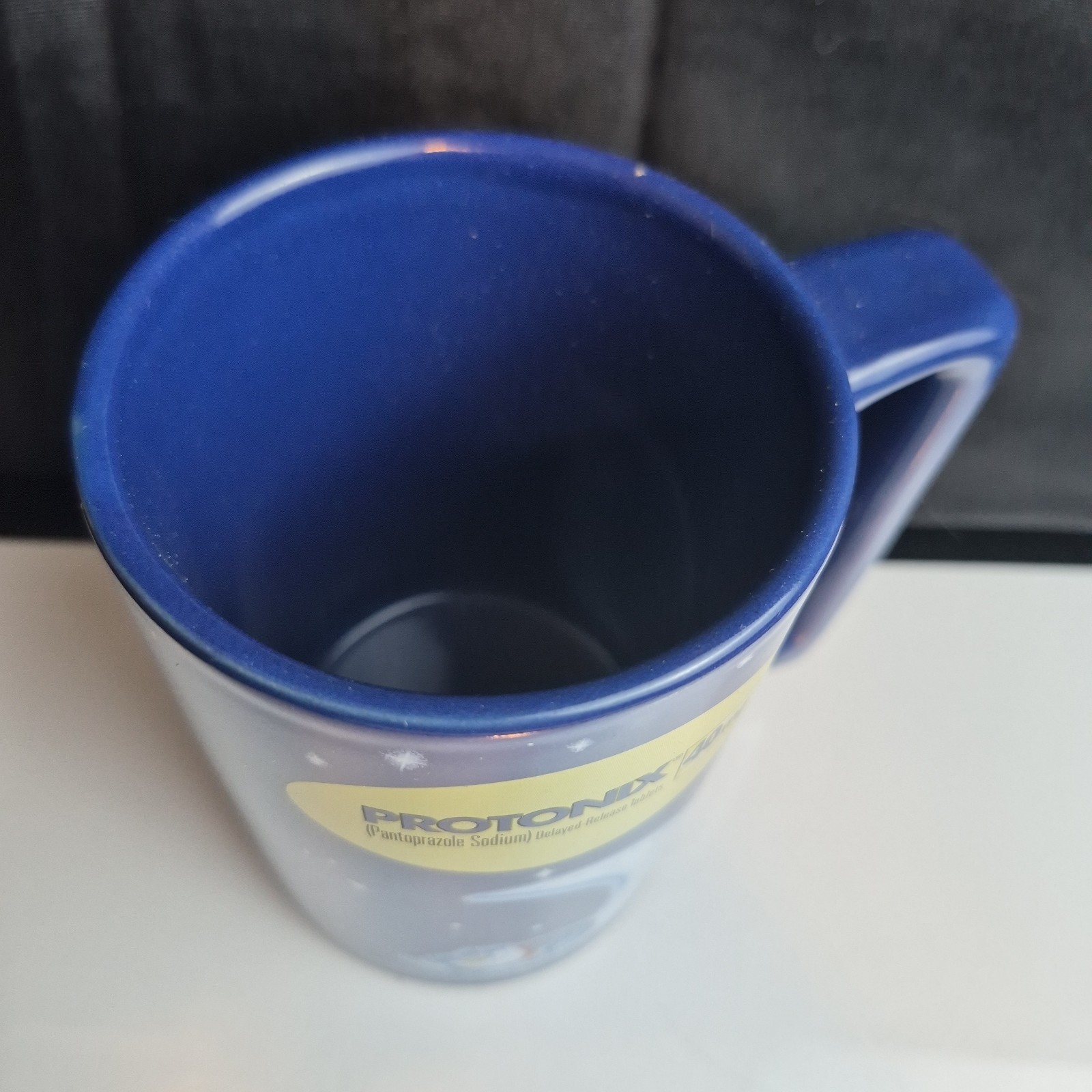 Protonix Drug Rep Coffee Mug Promo Sleeping Cat Moon Blue Ceramic Cup Collectibl