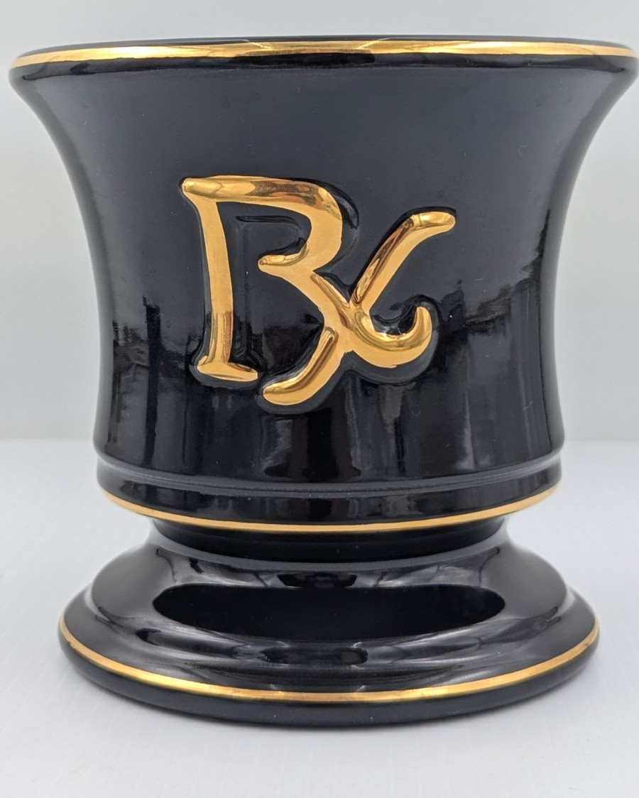 Vintage Pharmacy Mortar “Fashioned by Blair” 1950s Black Large 6″ – No Pestle