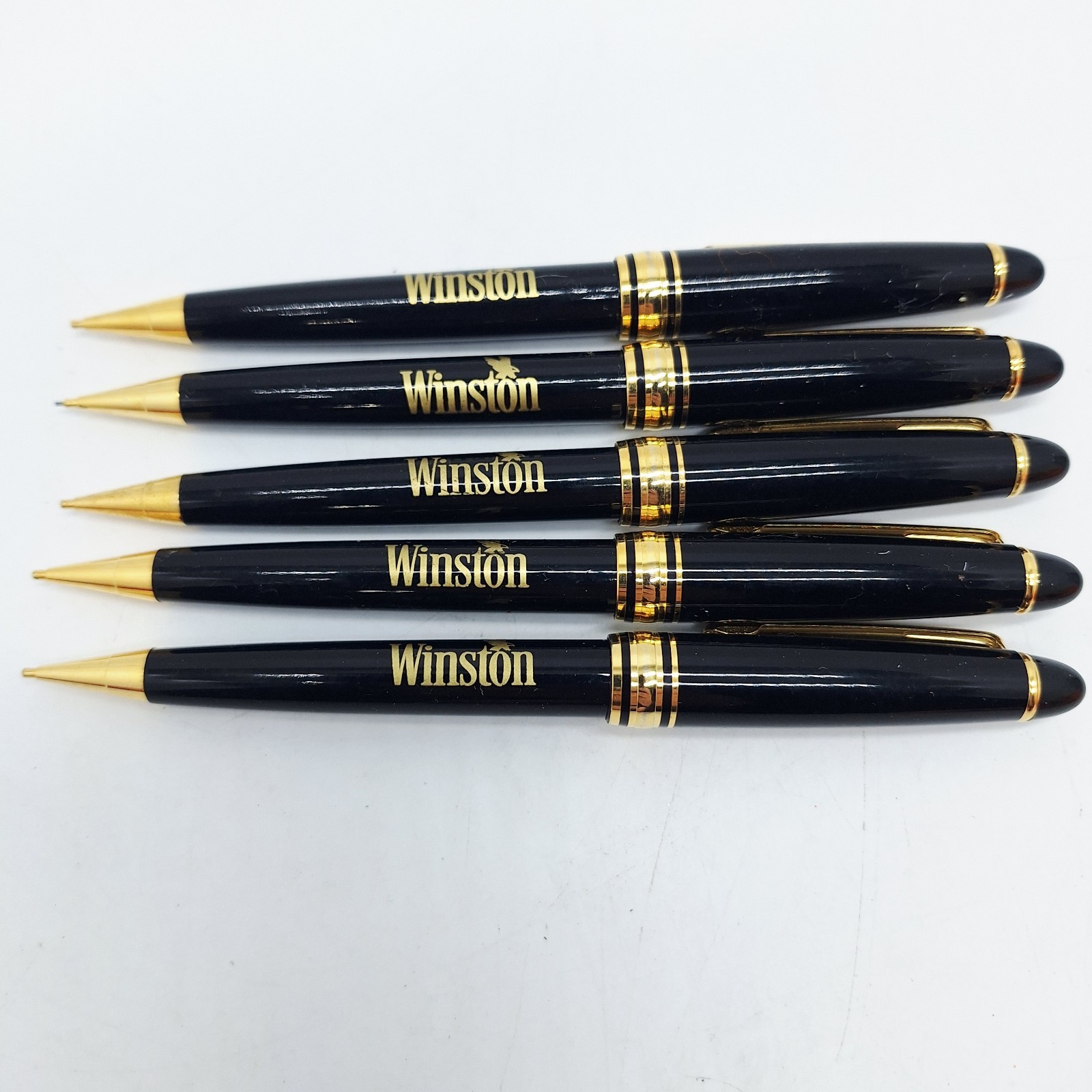 5 Vintage Winston Cigarette Collectible Mechanical Pencil w Lead Internal Eraser