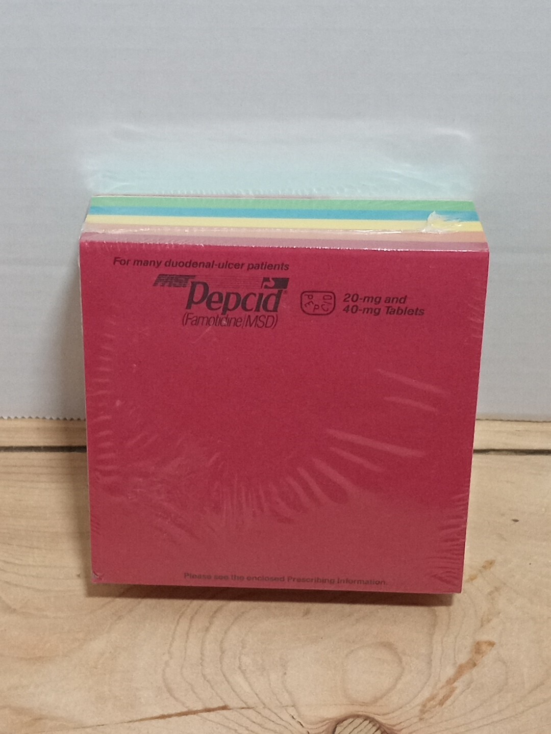 Rainbow Colors Post It Paper Sticky Note Pad Vintage Pepcid Drug Advertising
