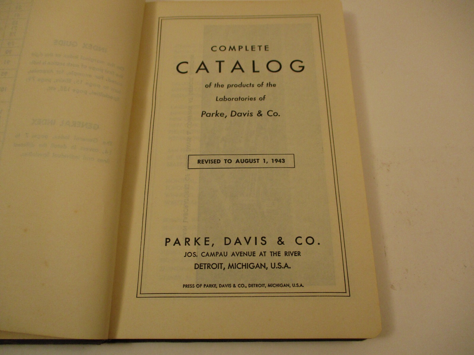 Vintage 1943 Parke Davis Company Catalog Complete Produce Ann Arbor Michigan