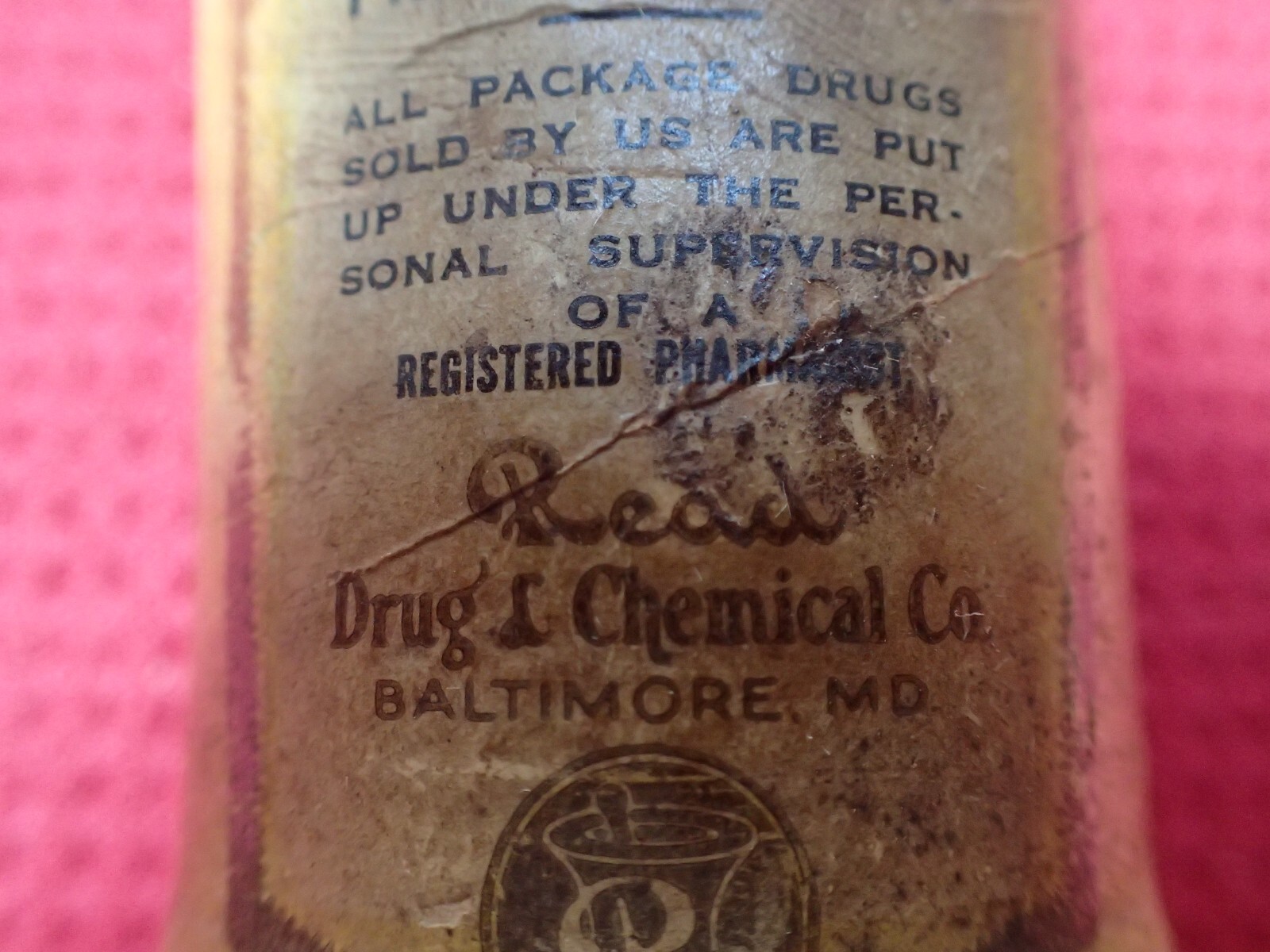 Vintage Read Drug & Chemical Co. Prepared Chalk Container Pharmacy Store