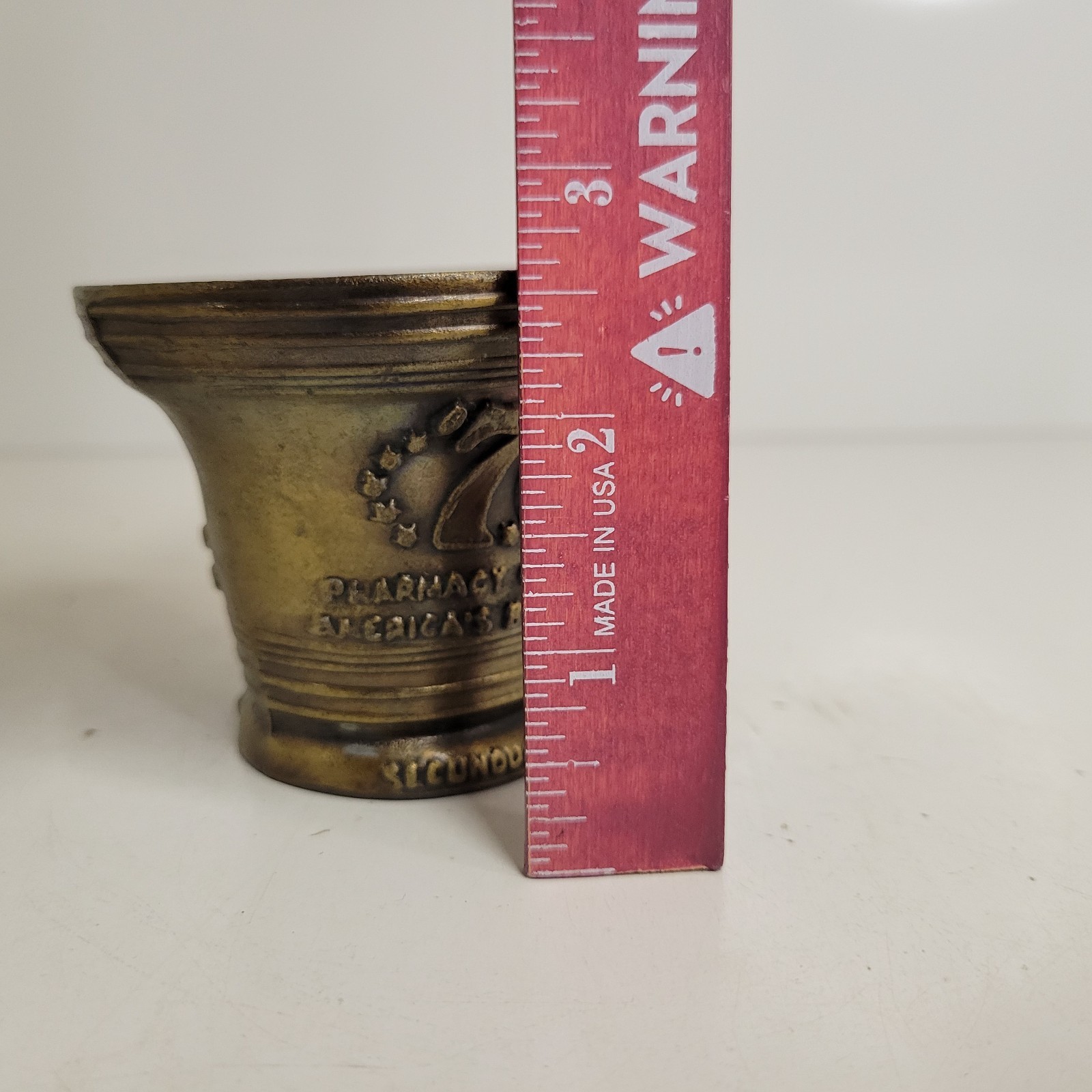 VTG Brass Bicentennial Mortar & Pestle 1976 Pharmacy Apothecary Liberty Bell