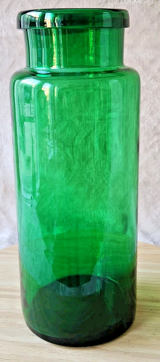 Vintage Large Glass Pharmacy Jar 3 Liters Green Color Ref No 2 Collection