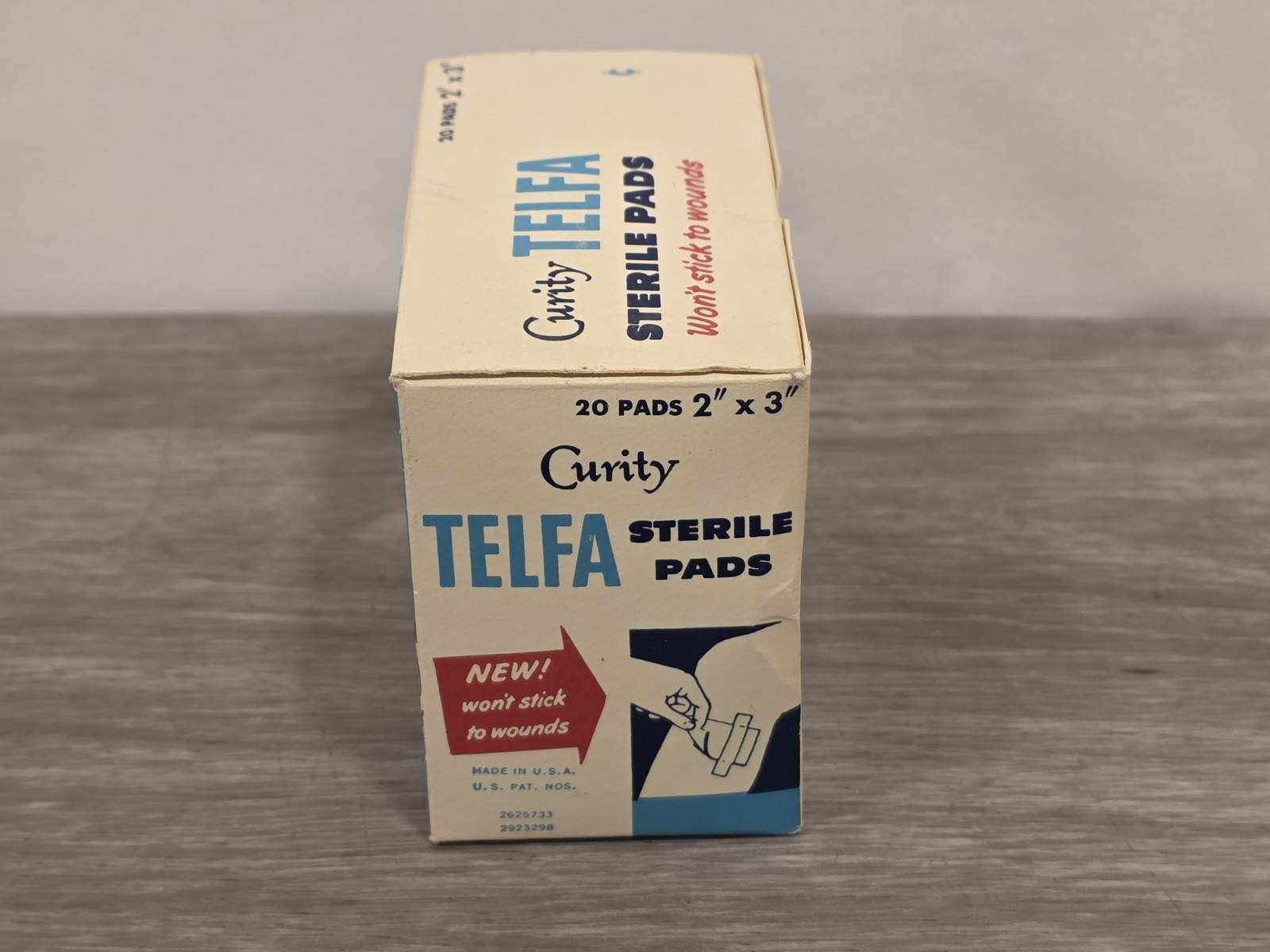 Sterile Pads Advertising Box Kendall Curity Telfa Original Content Vintage 1970s