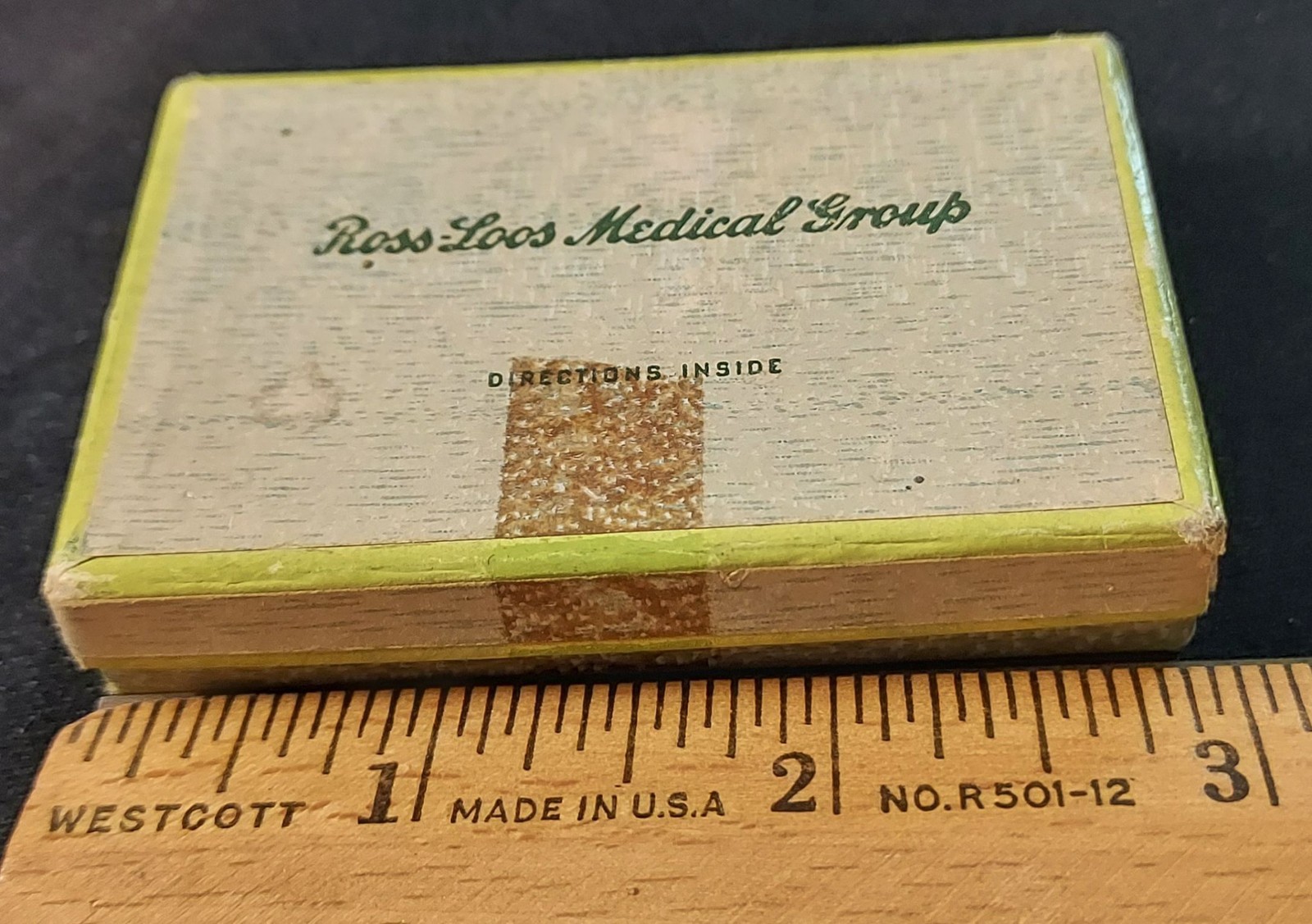 VIntage Adv Promo Cardboard Pill Box – Ross-Loos Medical Group, Los Angeles