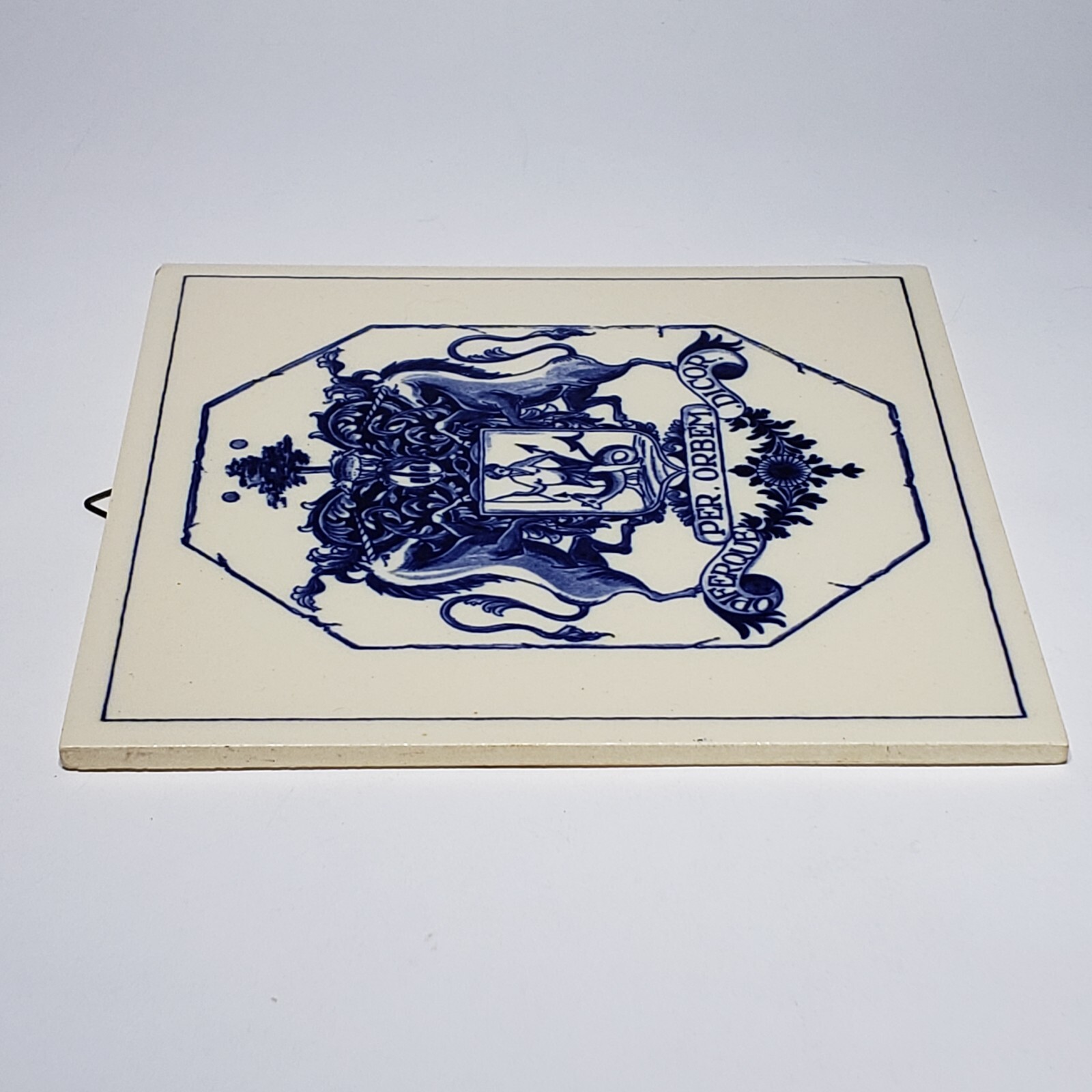 Vtg Blue Pharmacy Chelsea Physic Garden Tile Delft Holland John Watts B688
