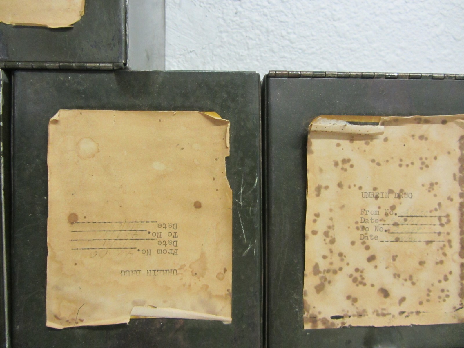 Lot of 9 Vintage Metal Drug Medical Pharmacy Prescription File Boxes 8 Inserts