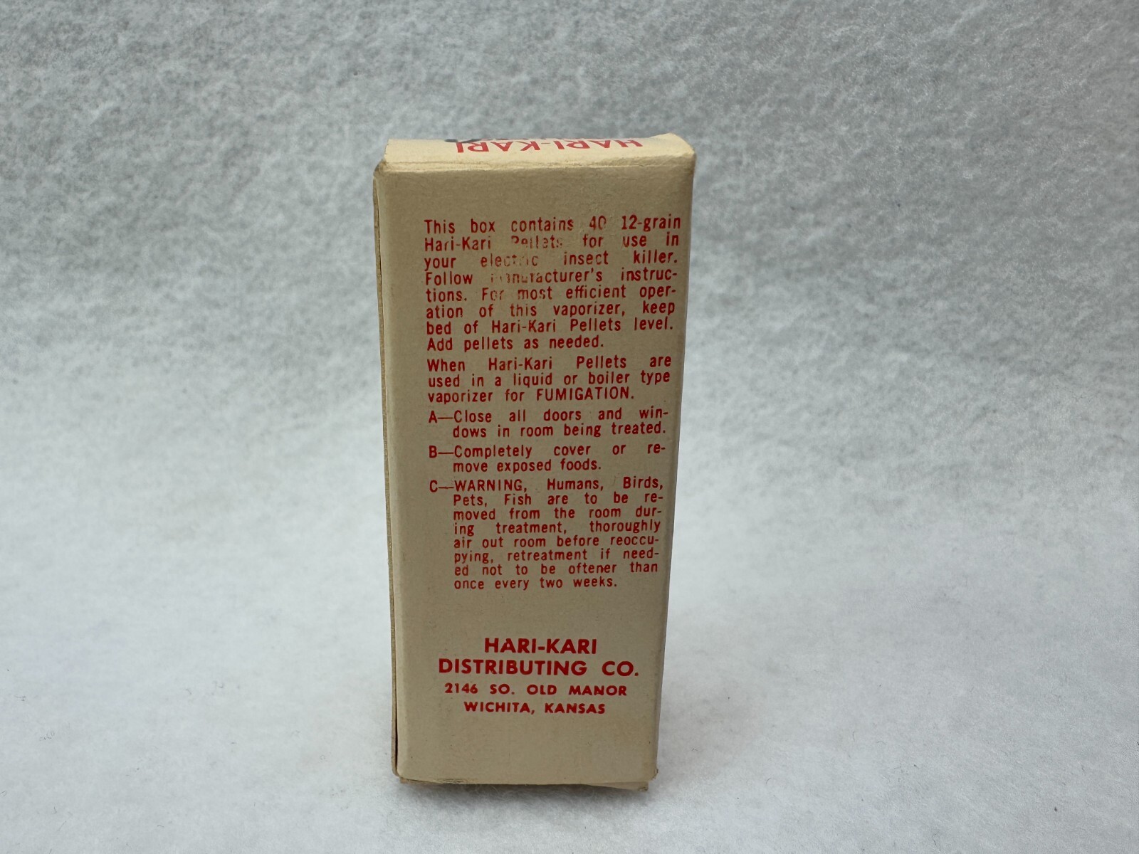 Vintage Hari-Kari Pellets Empty Box Skull Cross Bones Wichita, KS 2 1/2″ Tall