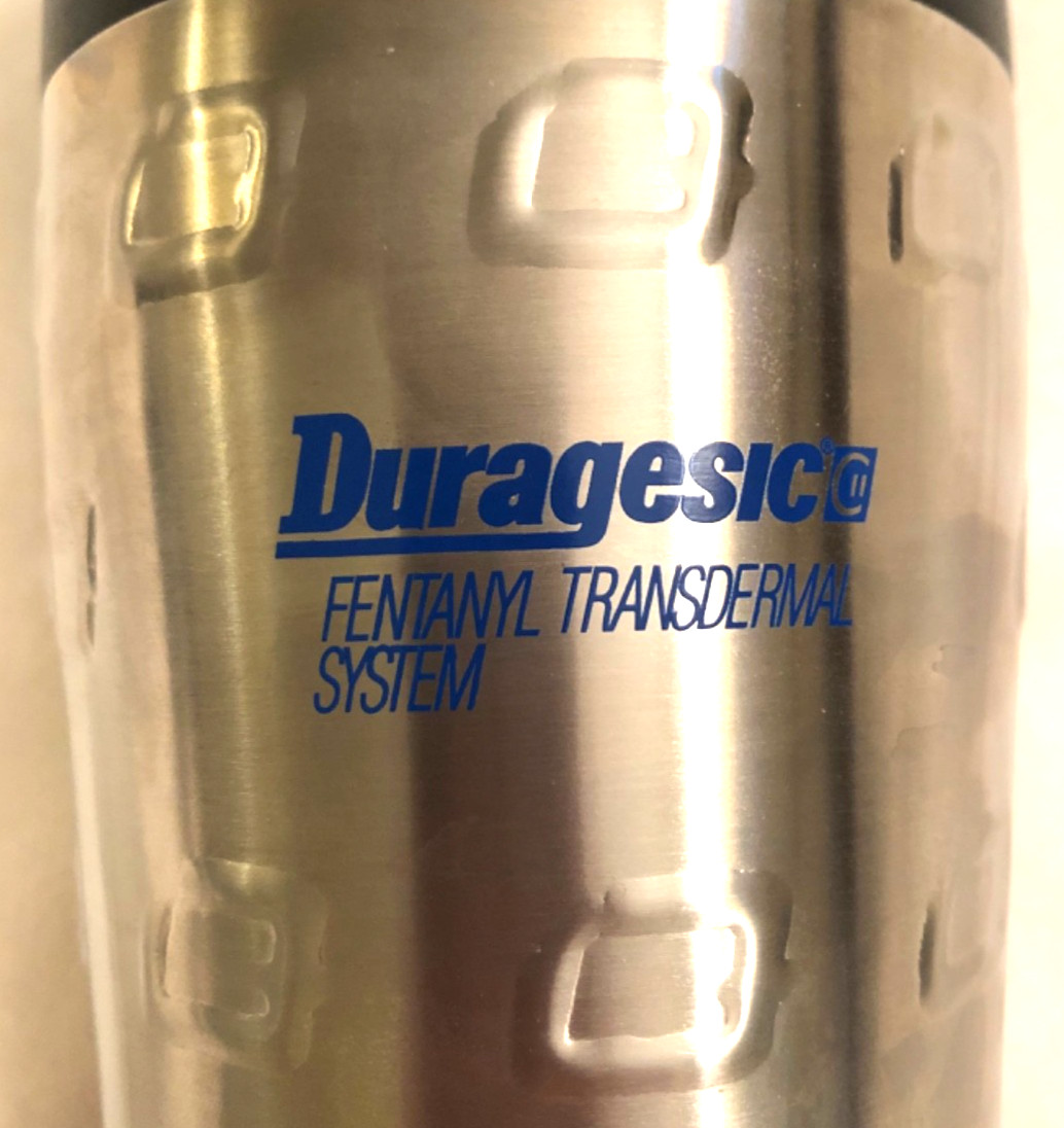 Lot of 2 Duragesic Fentanyl Travel Mugs Pharmaceutical Sales Merch Rare HTF