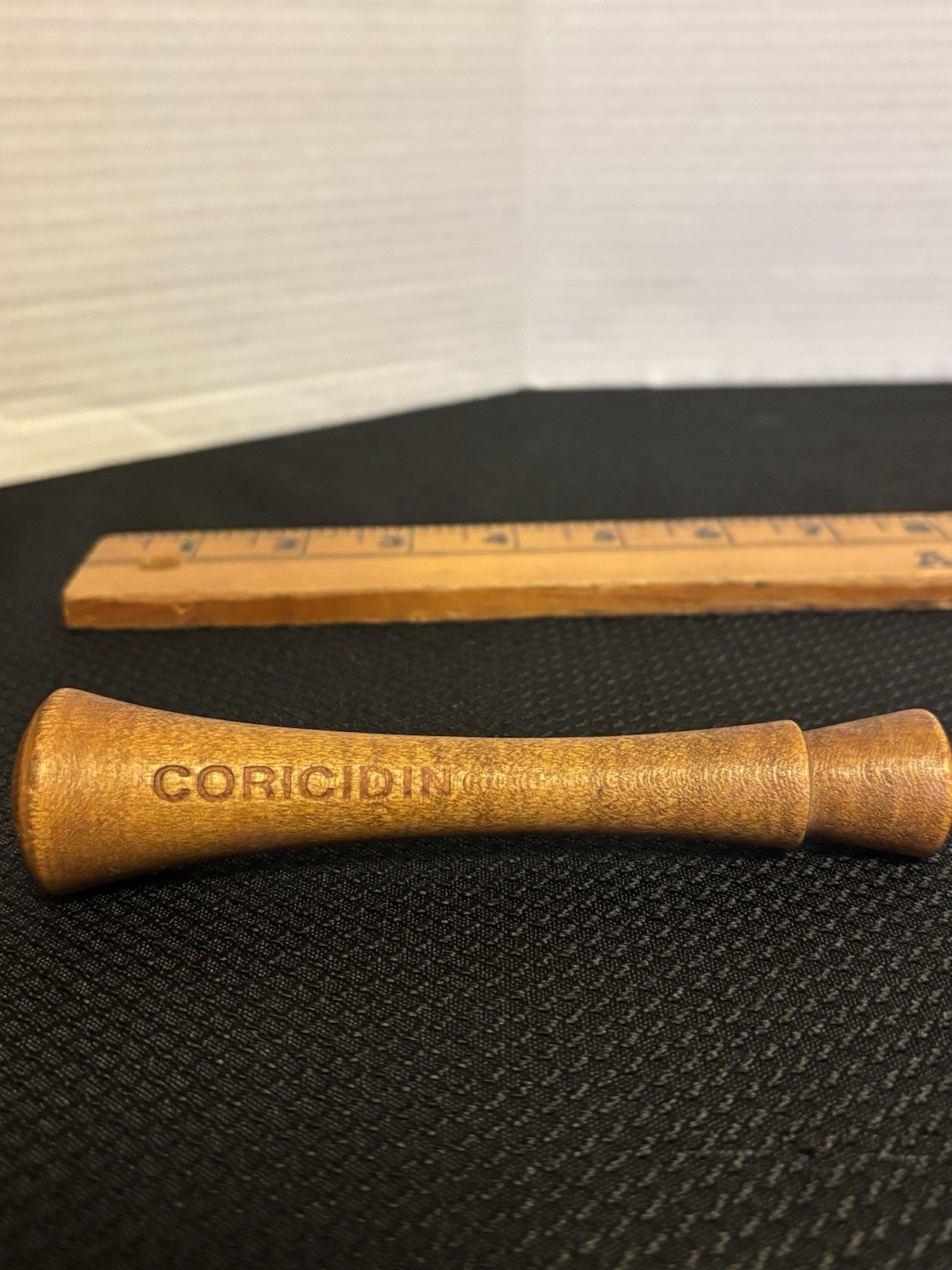 Vintage Coricidin Wooden Advertising Pestle 4” Apothecary Pharmacy