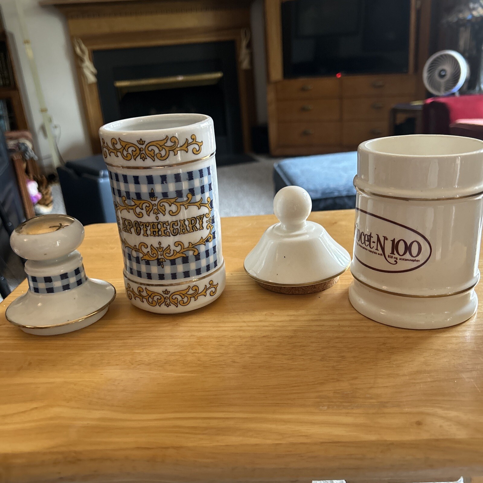 Apothecary And Darvocet N 100/ Darvon Compound 65. Pharmacy Jars 7 1/2 and 8 “ T