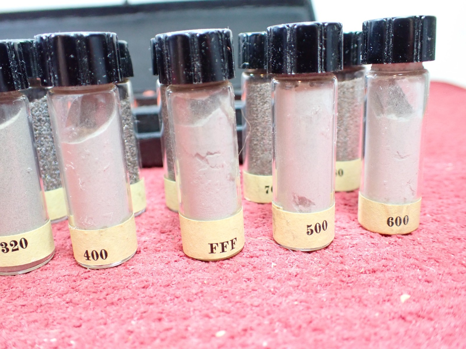 Vintage Rare Set of Carborundum Co. Sample Display Set of Grit Sizes
