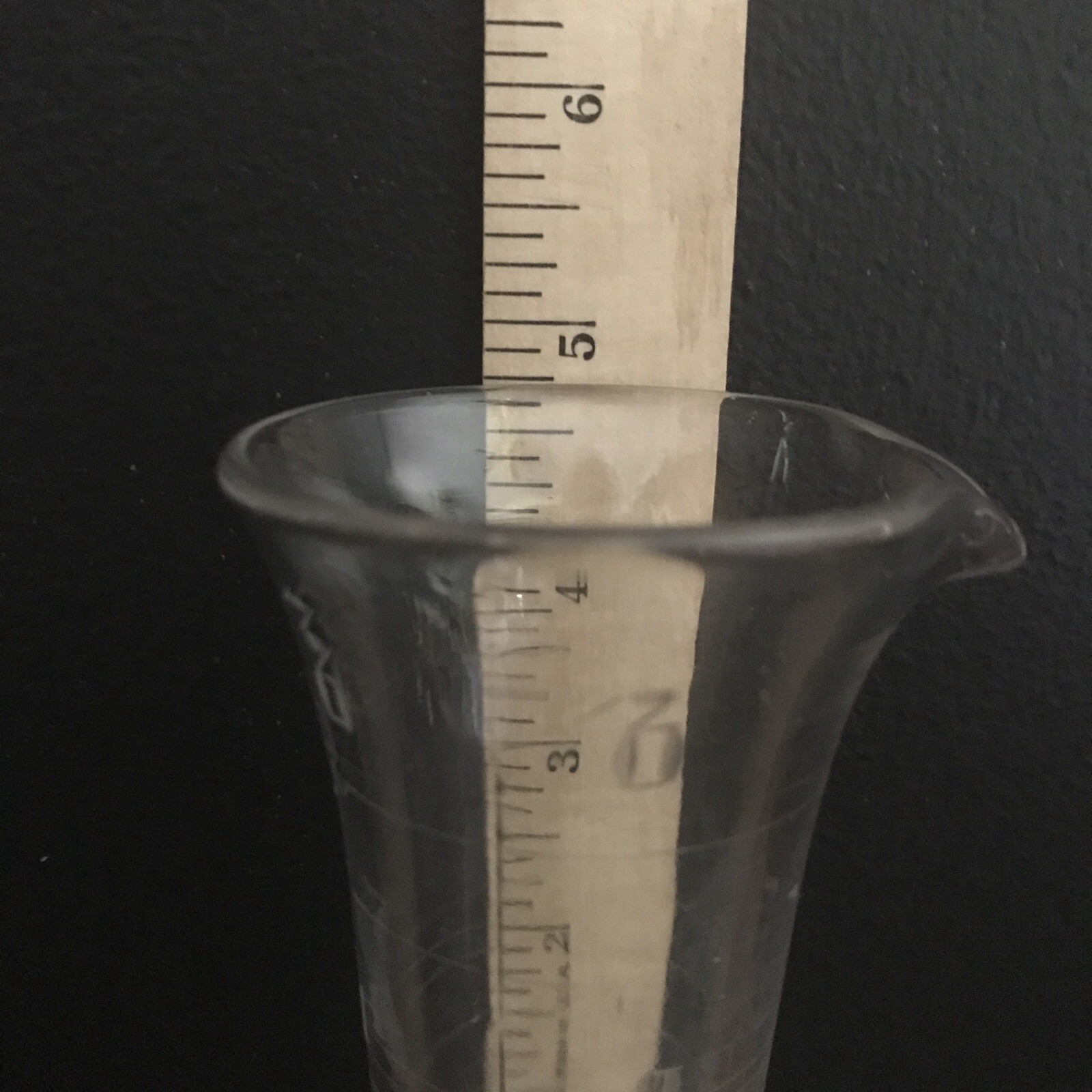 1940’s Mortar Pestle Clear Glass Beaker Apothecary Etched Footed Spout Mixology