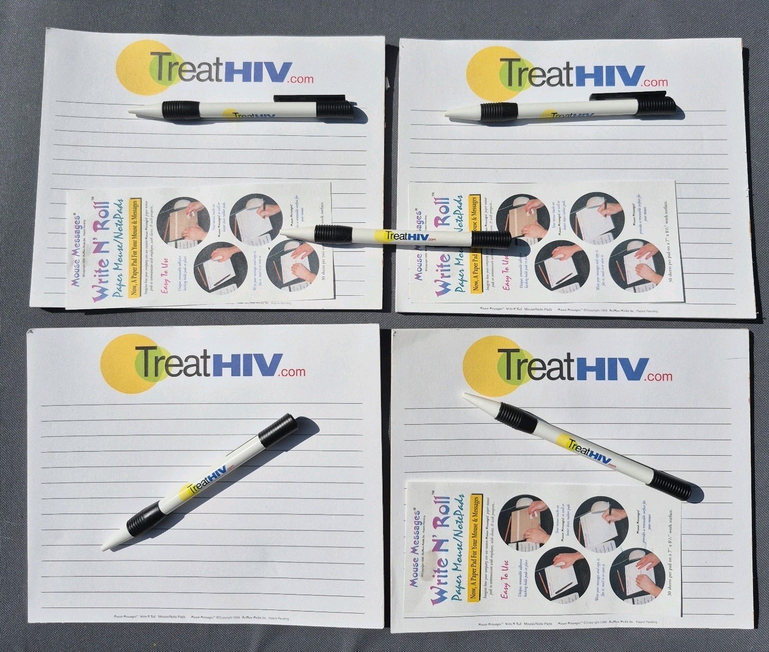 Vtg ’99 Treat HIV GSK Pharma Advertising Mousepads Pens Lot Medical AIDS History