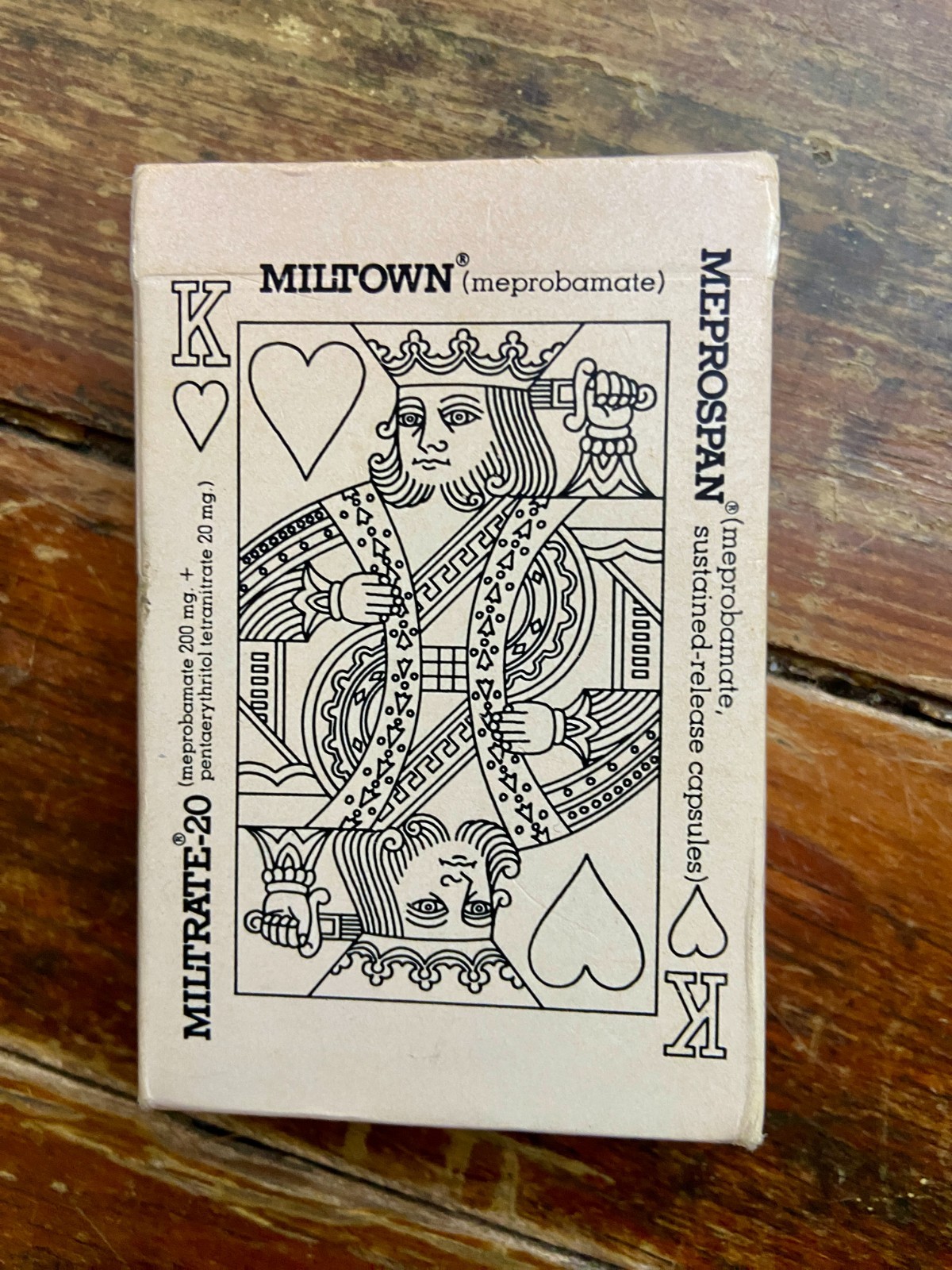Vintage Wallace Pharmaceuticals SEALED Playing Cards Miltown Miltrate Mesrospan