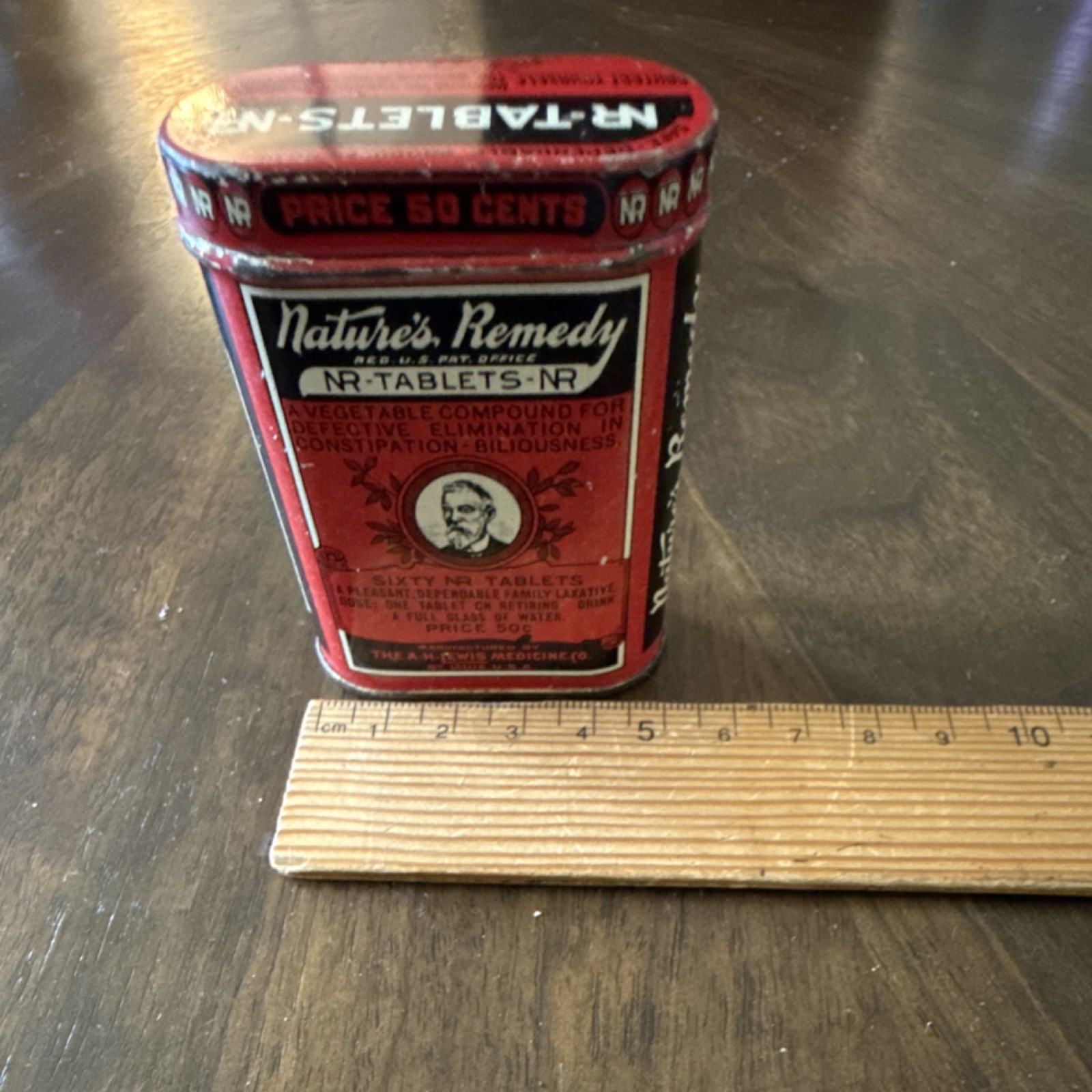 Nature’s Remedy NR Tablets Vintage Tin “Price 50 Cents” Red/Black
