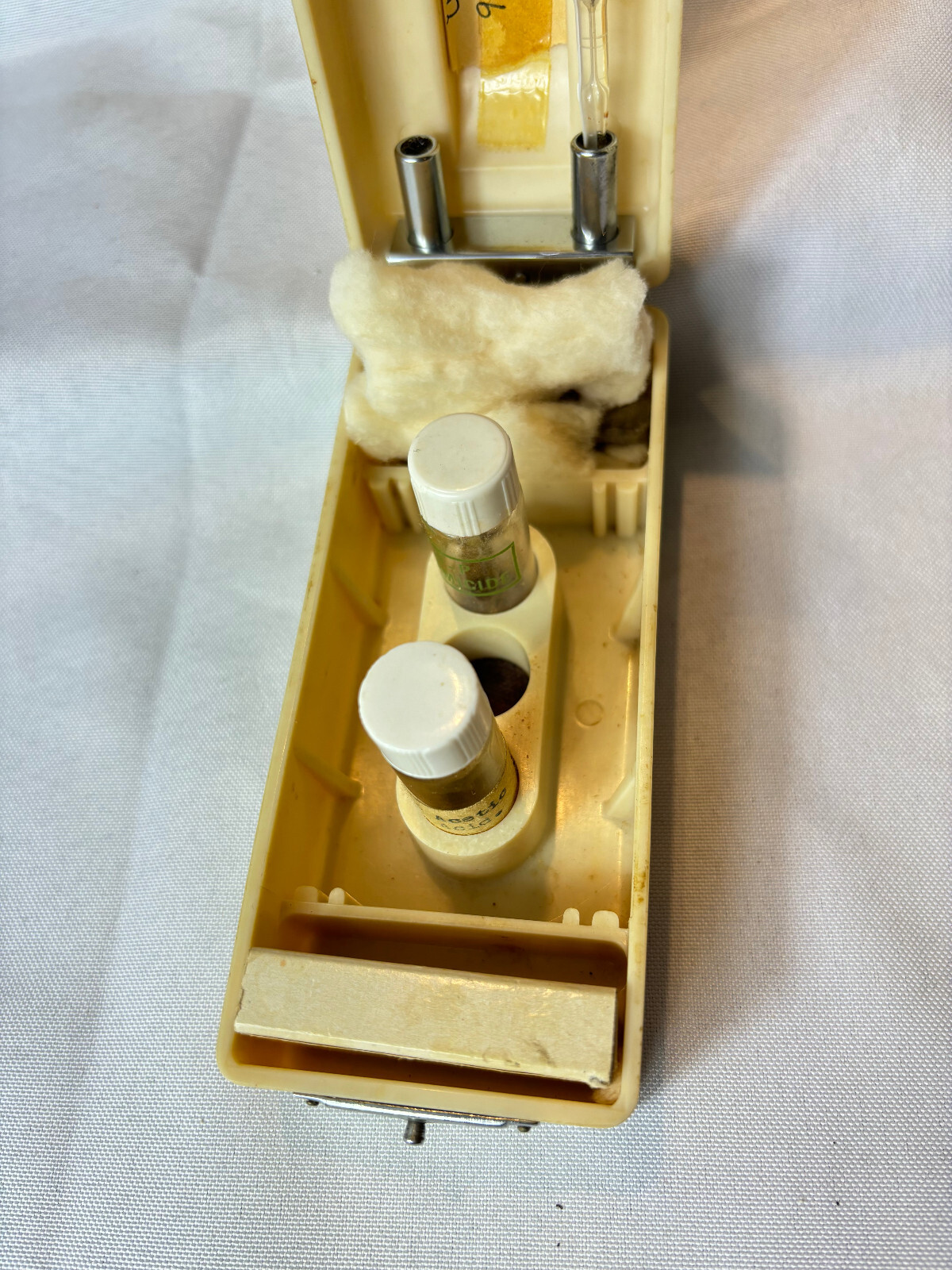 Art Deco BARD PARKER Blood Test Kit Dropper Cover Glass Empty Bottles & Cotton