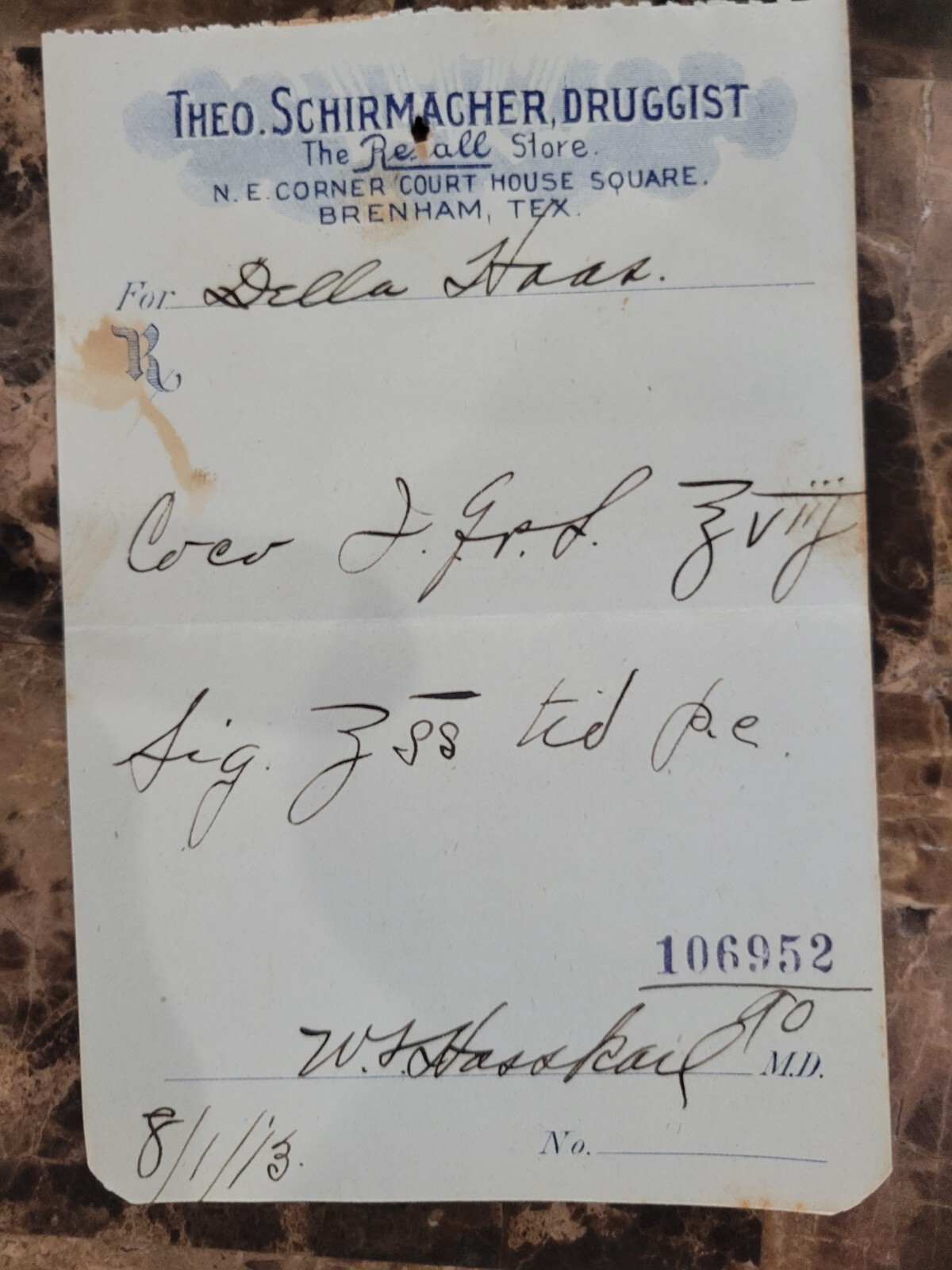 File Box & 97 antique prescriptions (1913) – Opium, Morphine, Dionin, Codeine