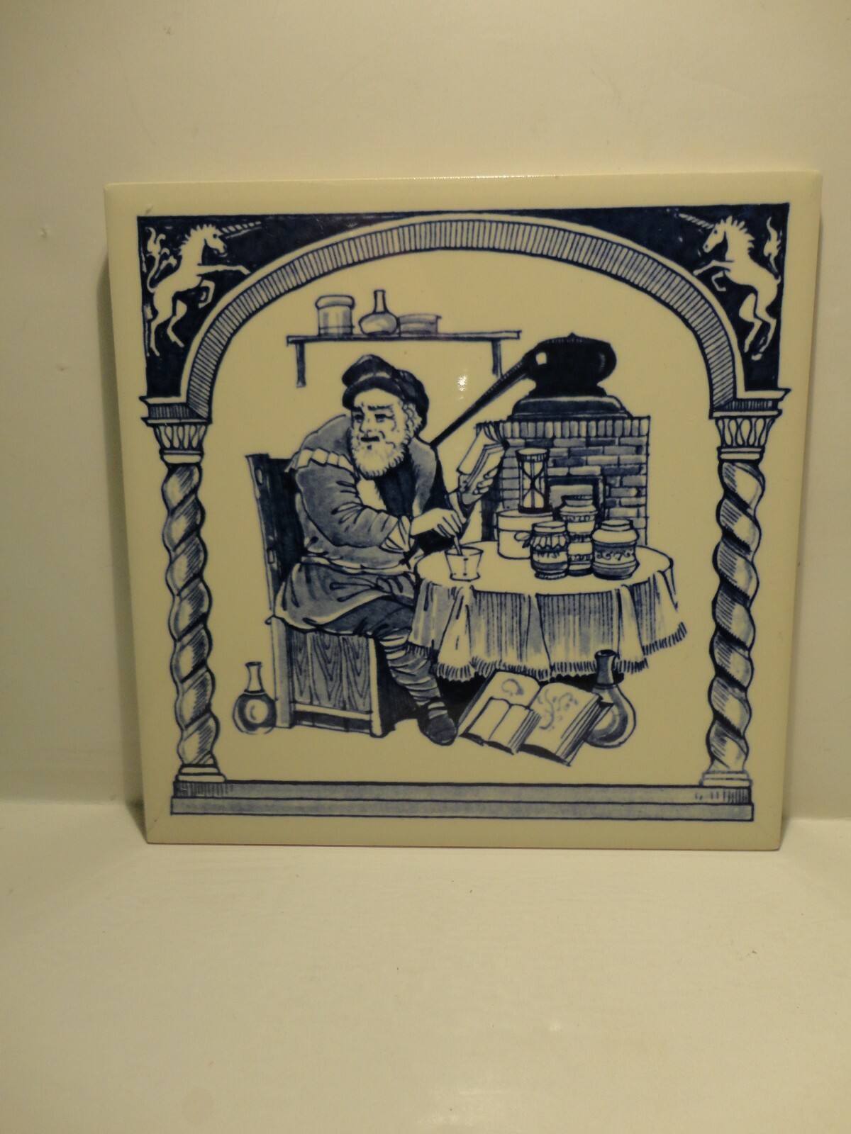 BURROUGHS Pharmaceutical English Pill Tile Pharmacy Apothecary Set Delft 3 of 12