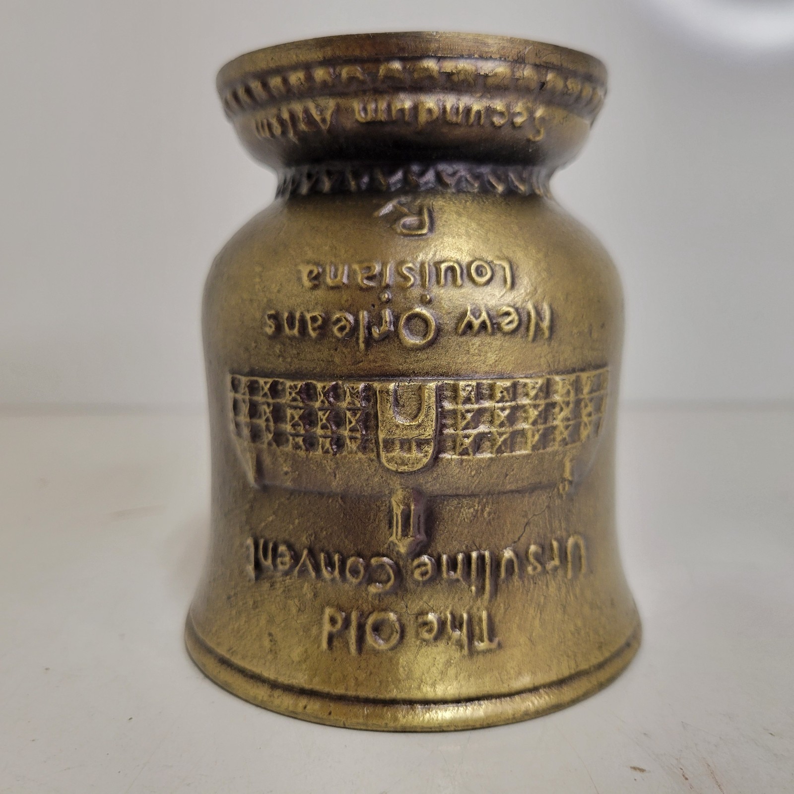VTG 1985 Schering Brass Mortar & Pestle Ursuline Convent New Orleans Sis. Xavier