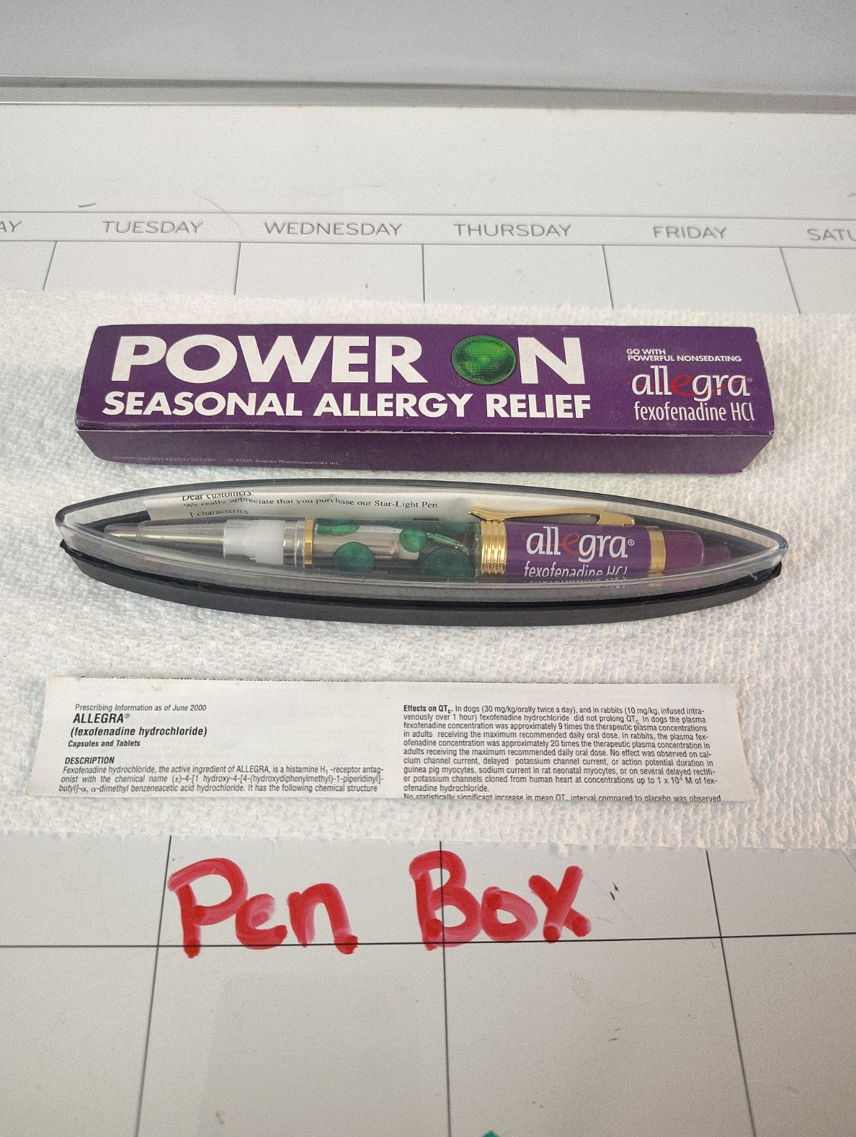 ALLEGRA PEN – Pharma Swag – Drug Rep “LIGHT UP” Pen w/ Case, Box & Insert NEW