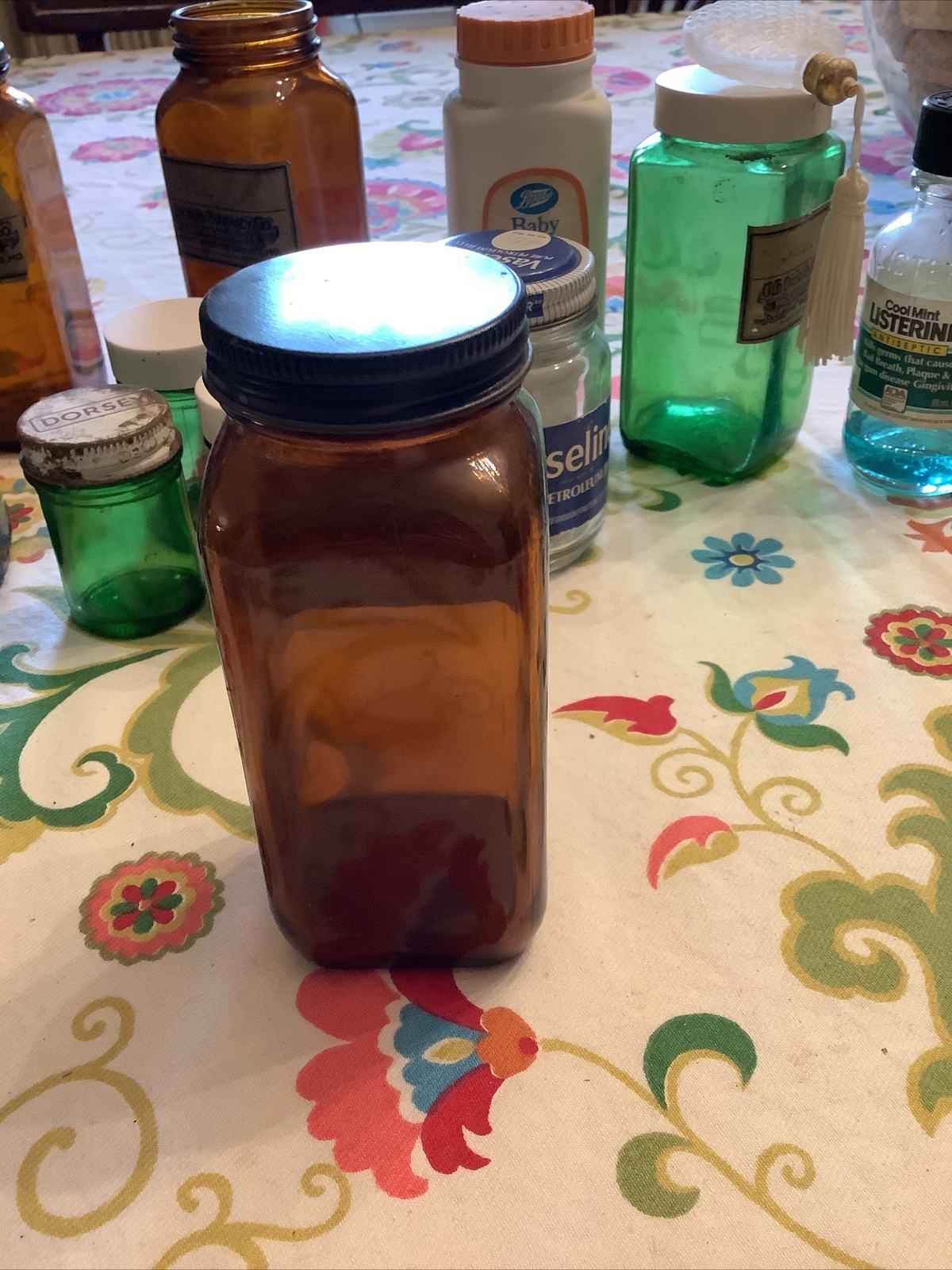 Vintage Old Orchard Pharmacy Brown Glass Prescription Bottle FACC Capsules 1.50