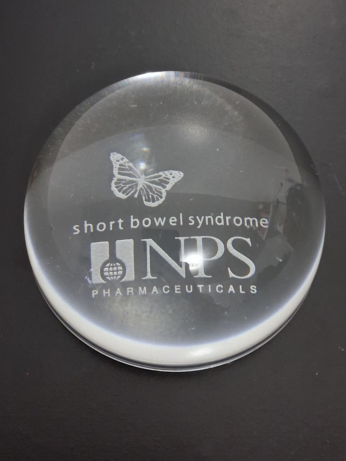 Rare NPS Pharmaceuticals Paperweight Short Bowel Syndrome SBS Butterfly Logo