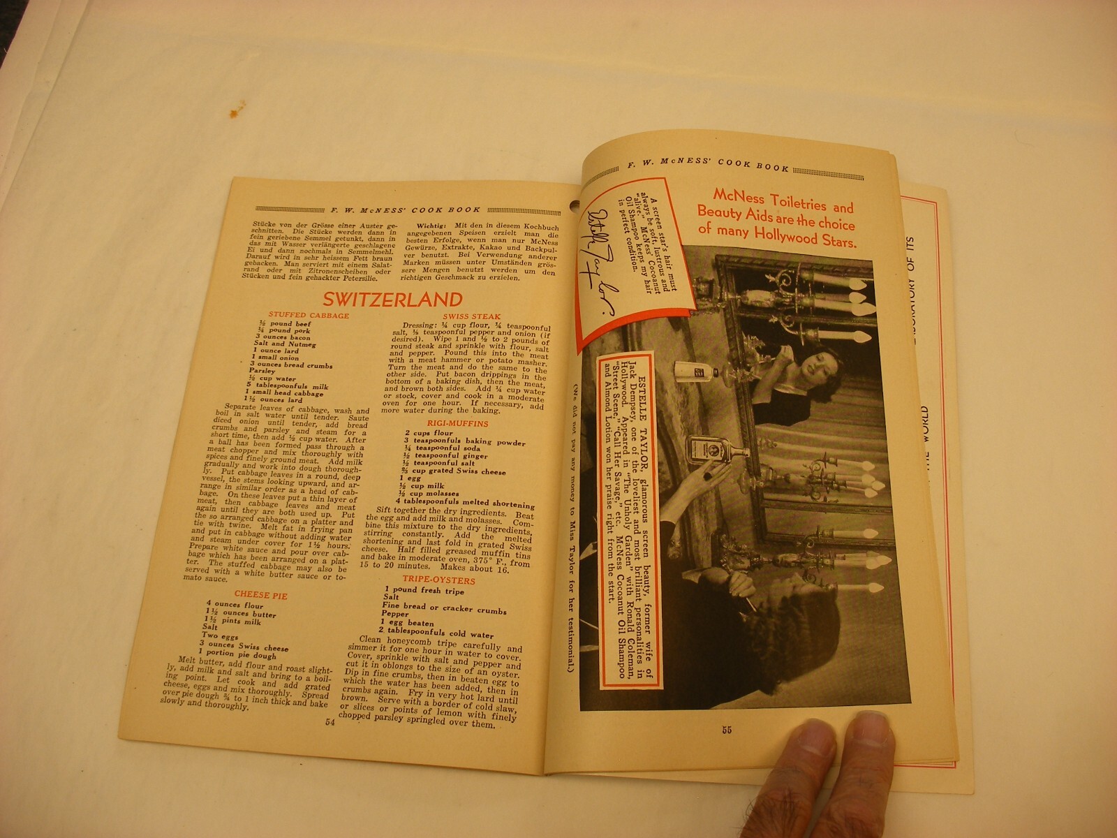 Vtg 1933 F. W. McNess Co. Freeport IL Pharmacy Medical Cure Cookbook