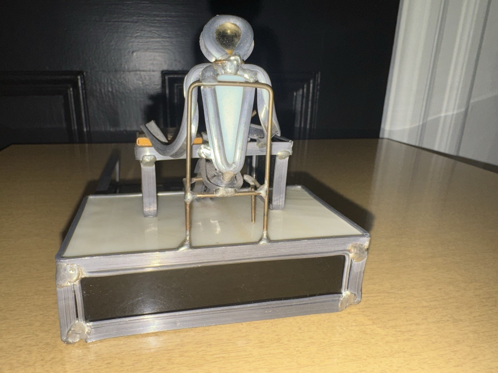 Vtg Carl Goeller Doctor Industrial Note Holder Metal Medical Sculpture Office