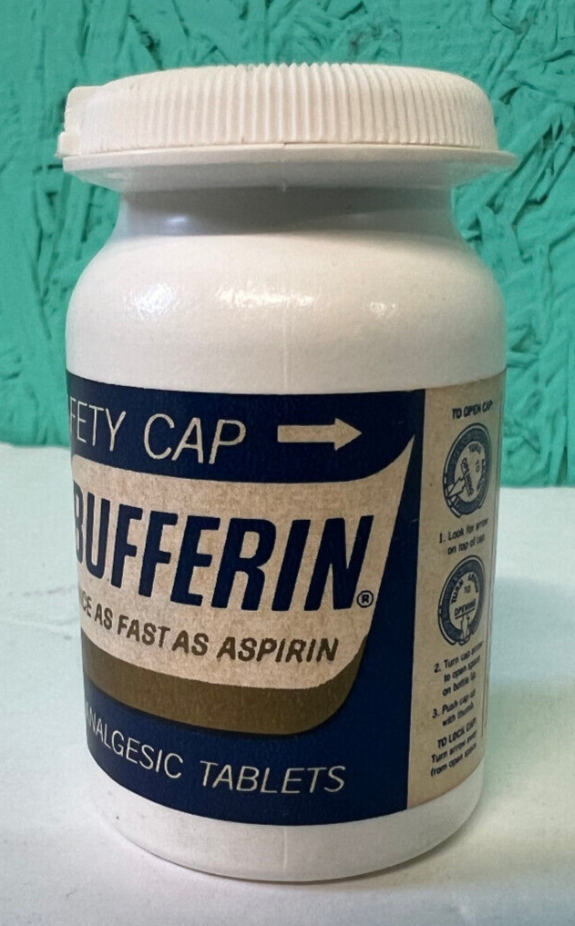 Bufferin Tablets Vintage Medicine Plastic Bottle-A4