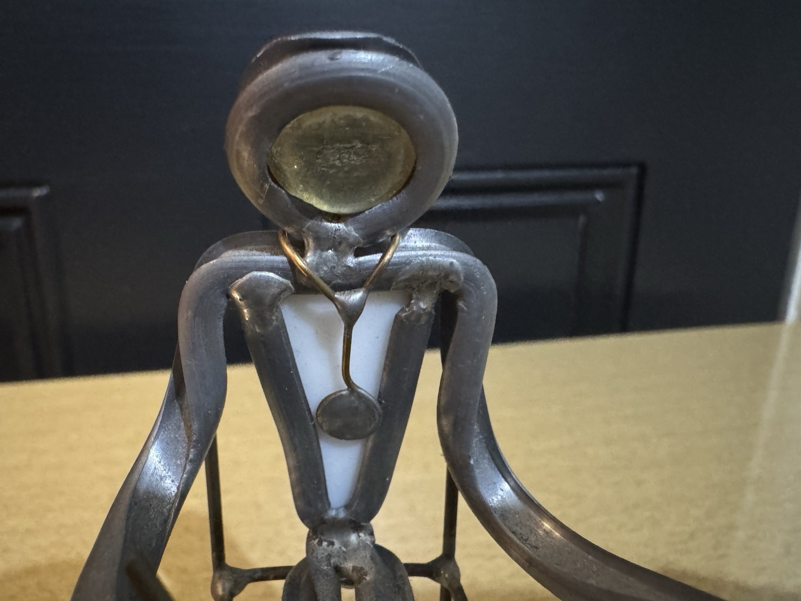 Vtg Carl Goeller Doctor Industrial Note Holder Metal Medical Sculpture Office