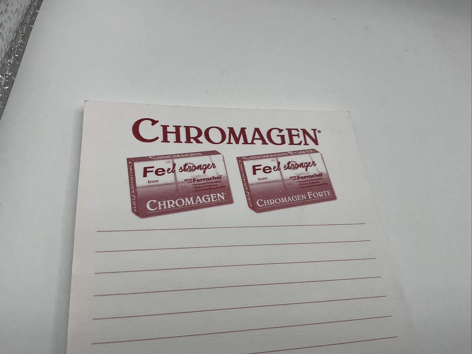 Chromagen Iron Tablets Drug Rep Note Pad ~ Lot Of 1 ~ Sticky Notes~b25