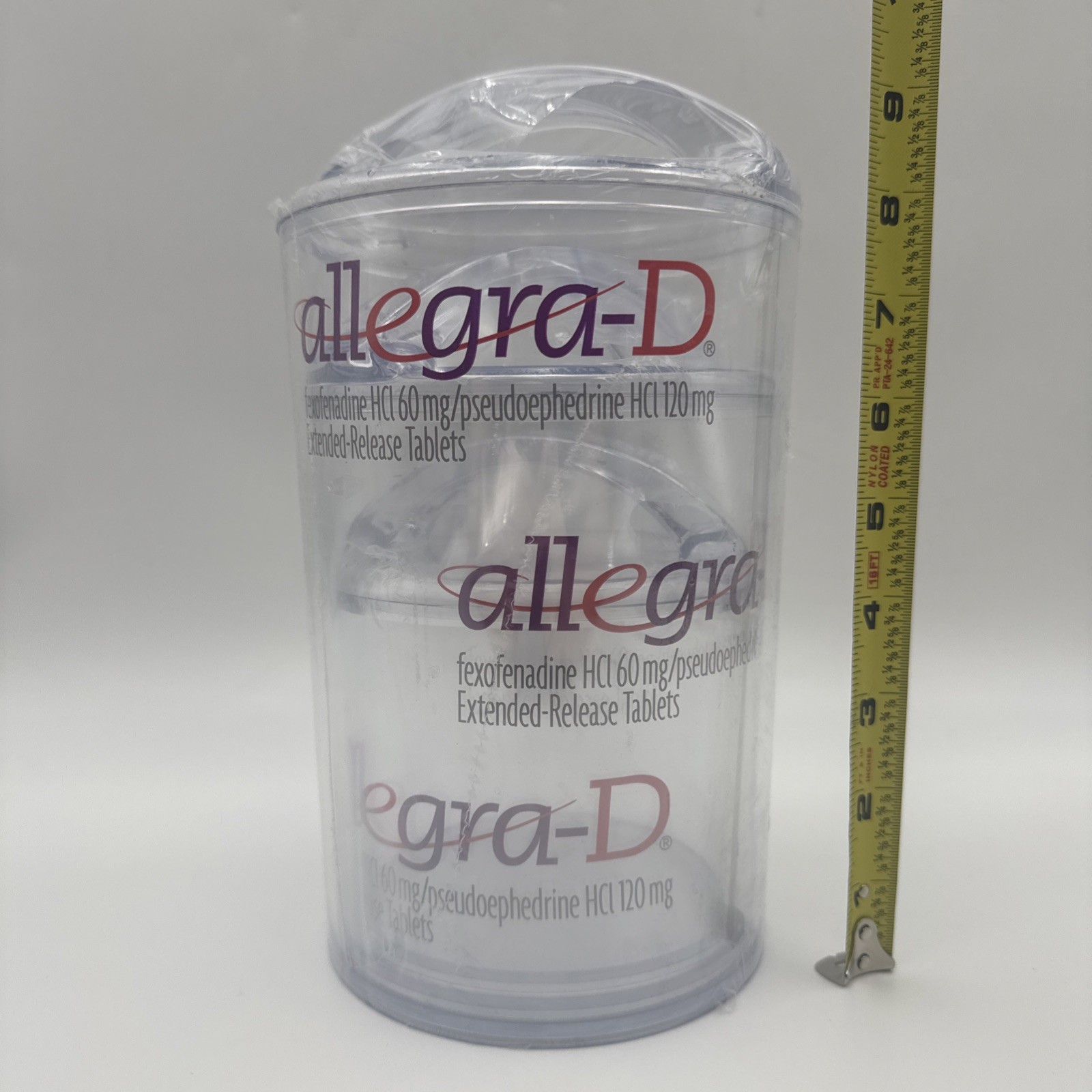 DRUG REP RARE ALLEGRA-D CLEAR PLASTIC/ACRYLIC CANISTER Set of 5 Pharmaceutical