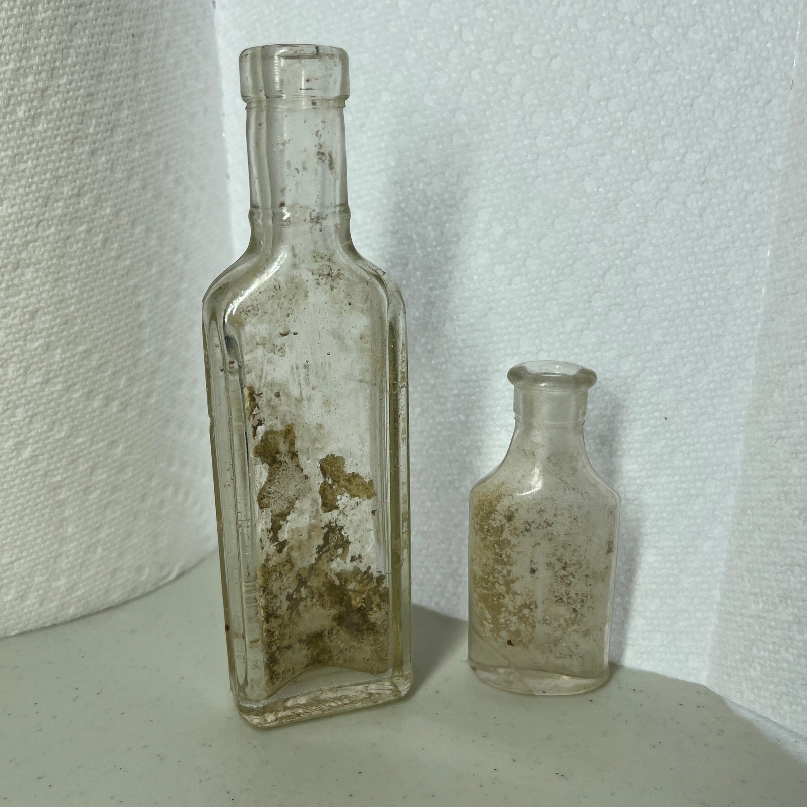 Antique Apothecary Medicine Bottles Lot of 2 Clear