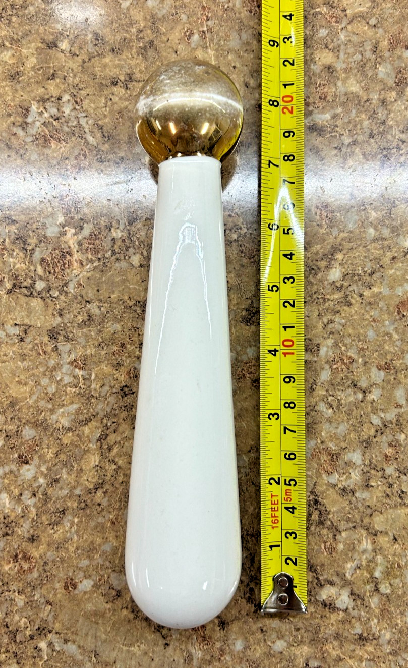 Vintage Owens-Illinois Porcelain Pharmacy Apothecary Mortar & Pestle Set Gold Rx