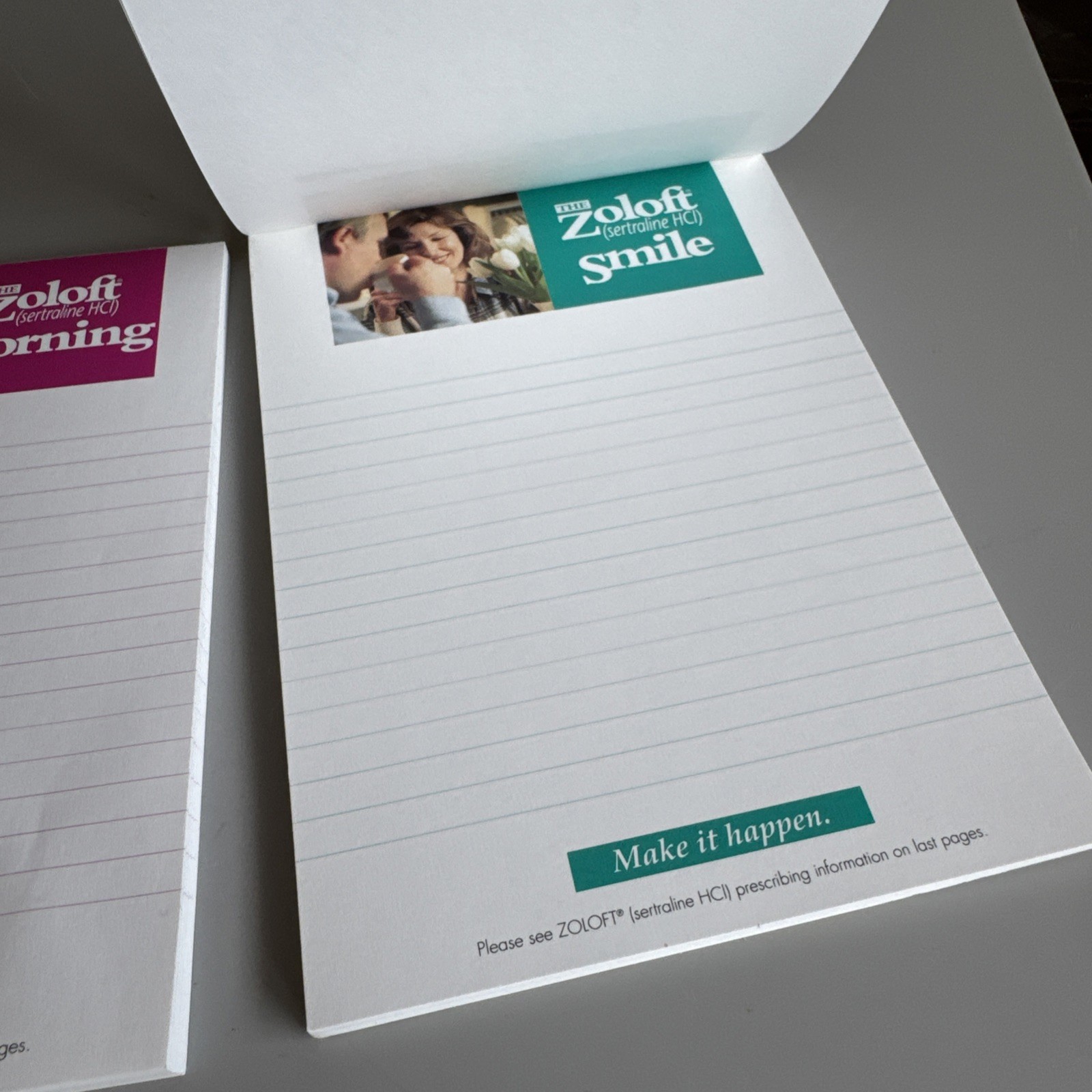 1996 Lot Of 2 Zoloft Pharmaceutical Notepads Advertising Promo drug Rep
