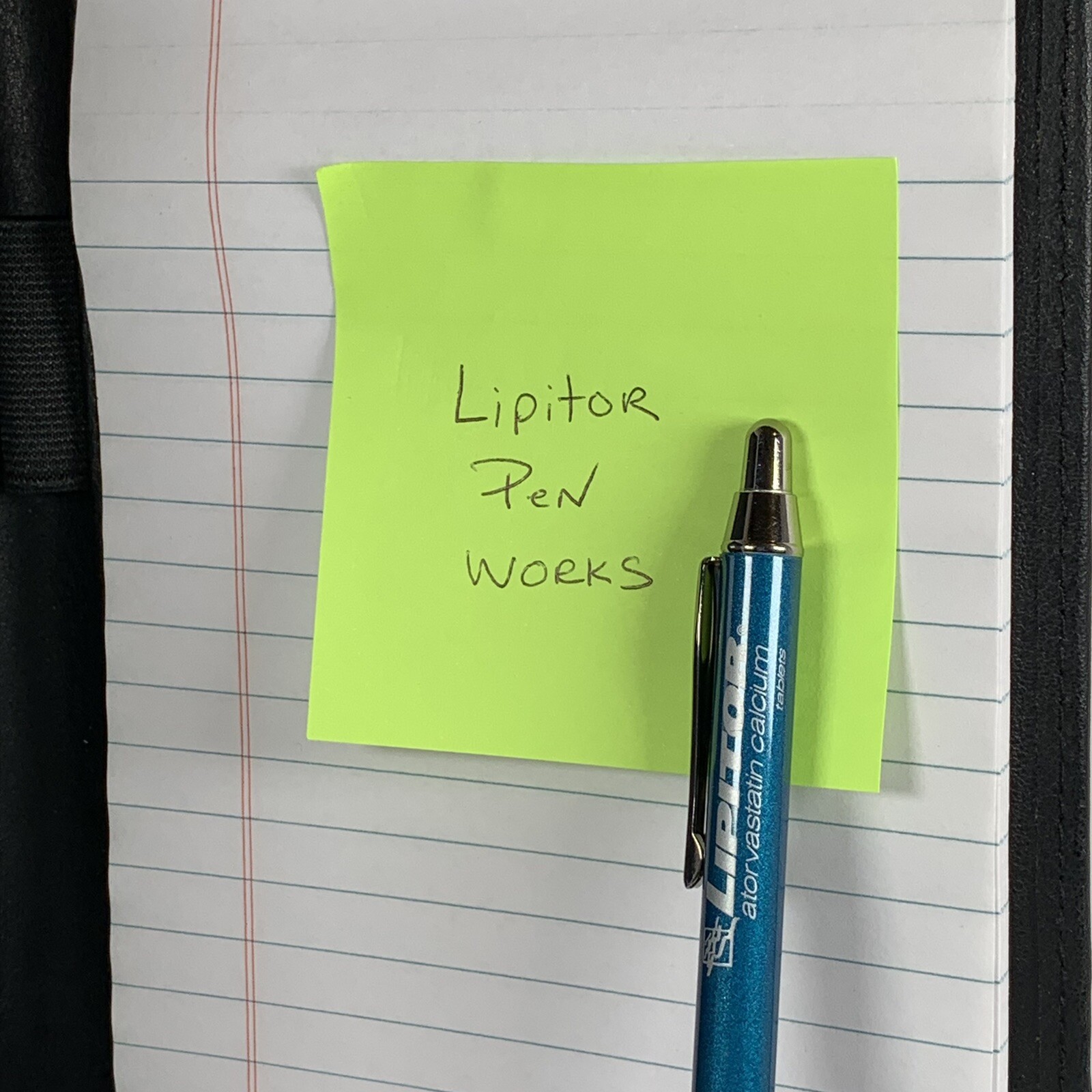 Drug Rep Pharmaceutical Promo Advertising Lipitor Black Notebook With Pen 6×8.25