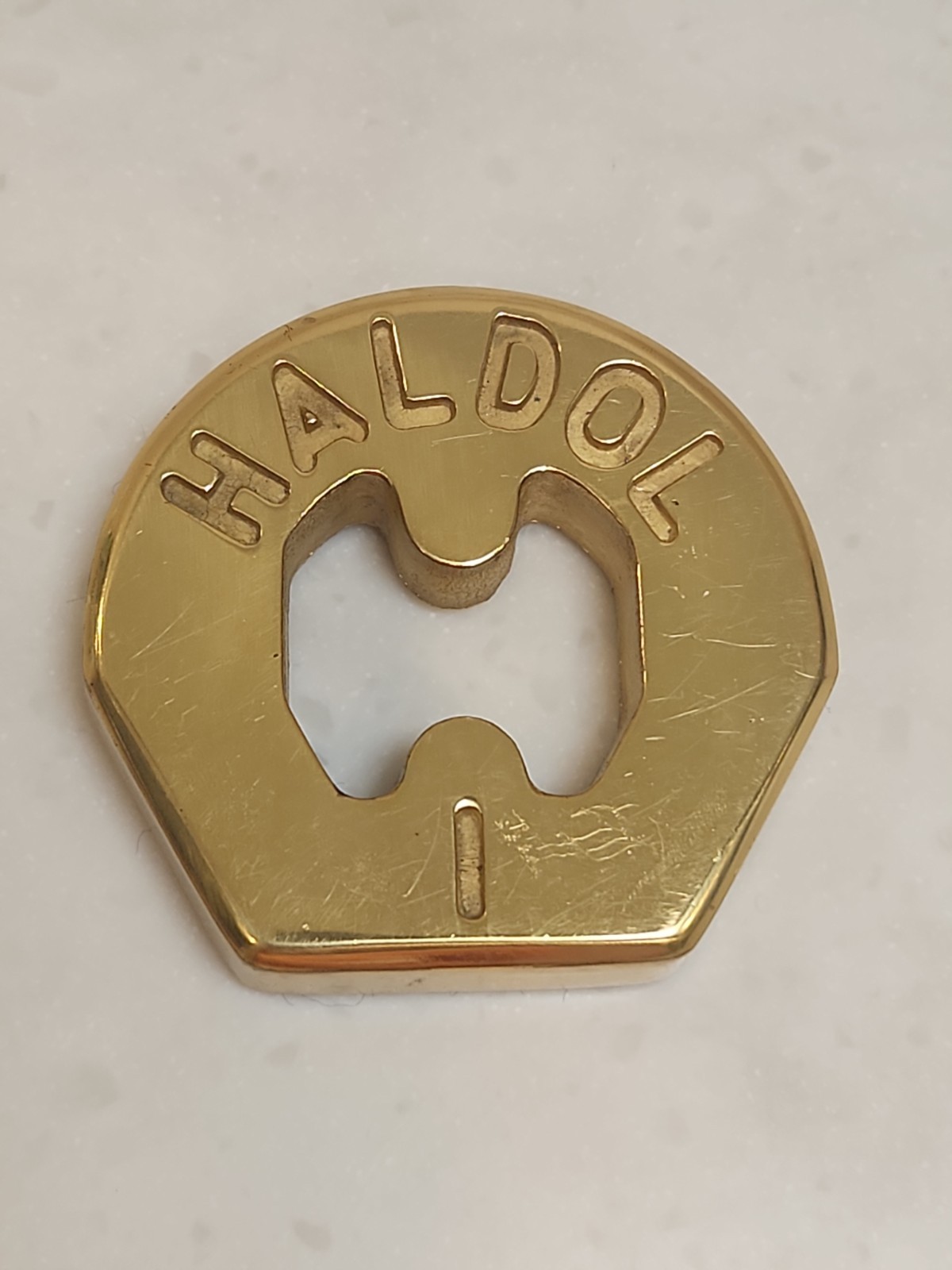 HALDOL Brass Paper Weight Vintage Pharmaceutical Promotional 2.75″x2.25″