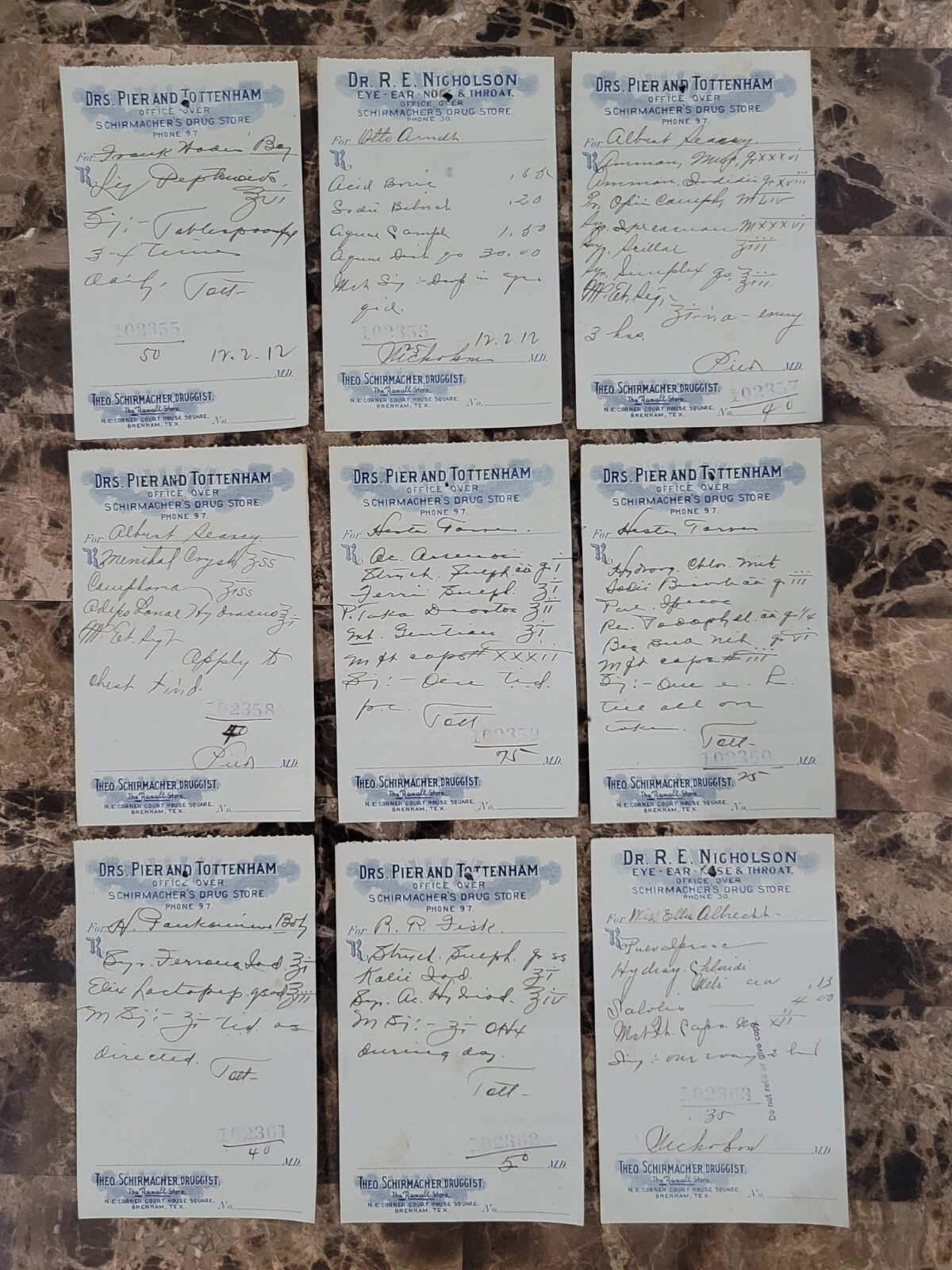 100 antique prescriptions (1912): Opium, Poppy, Dionin, Codeine & Anodyne