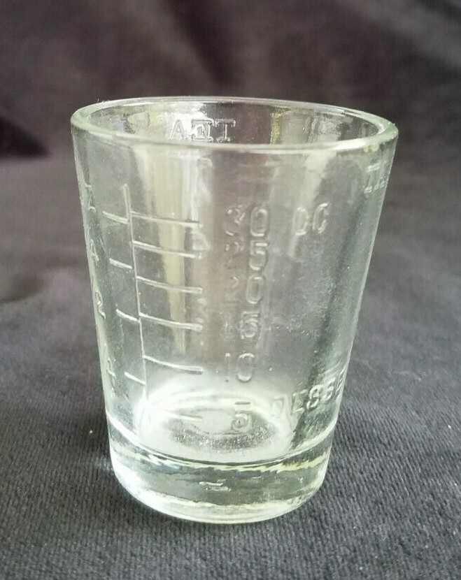 Old Glass Medicine Measure Calibrated Measures Tablespoons Teaspoons Ounces CC
