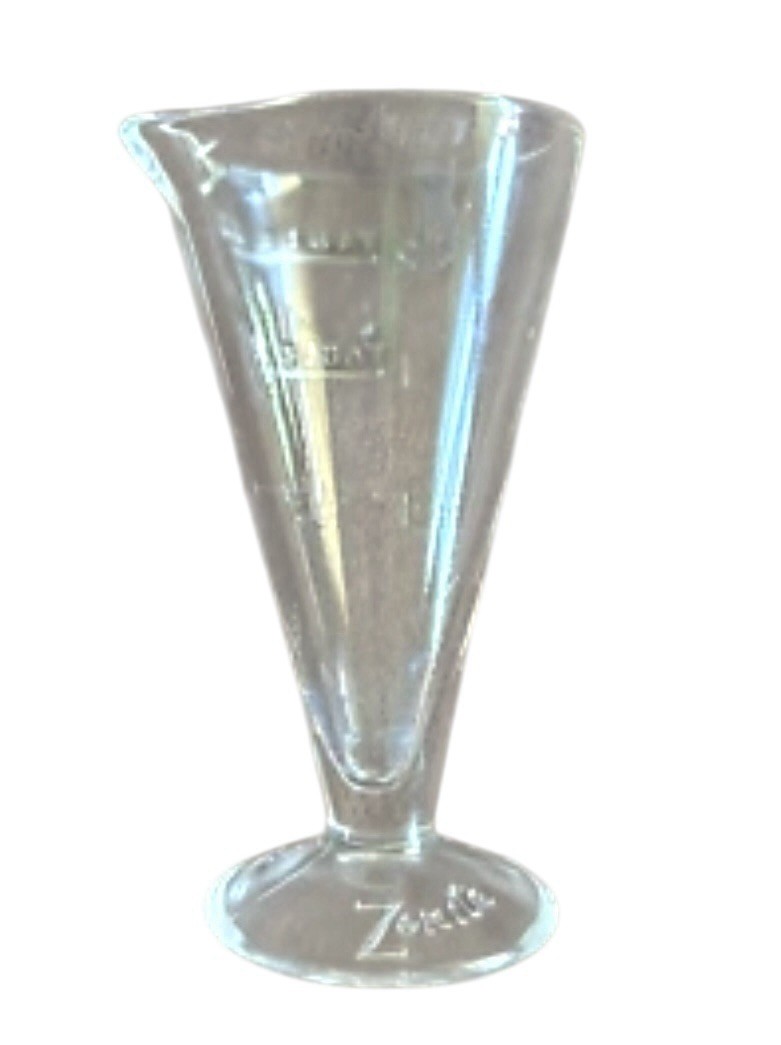 Vintage GLASS ZONITE 2 TABLESPOON APOTHECARY MEASURING BEAKER W/ SPOUT 3 1/2″
