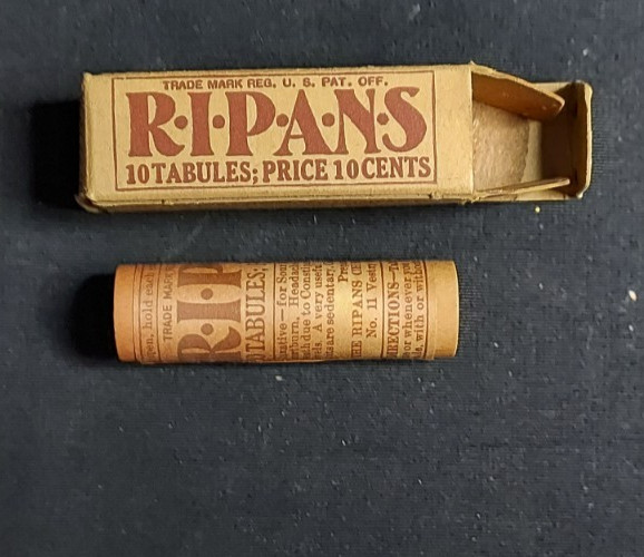 New Old Stock Medicine Box & Container R-I-P-A-N-S Laxative Ripans Chemical NY