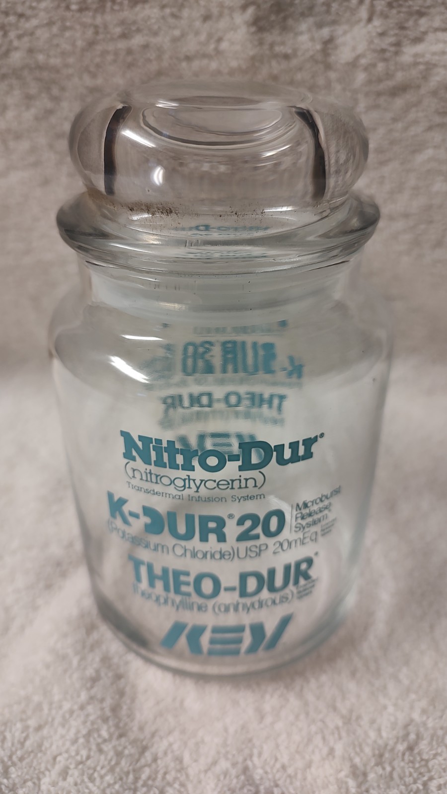 Nitro Dur Pharmaceutical Jar Empty Collectable Apothecary Jar (Empty) No Flaws!!