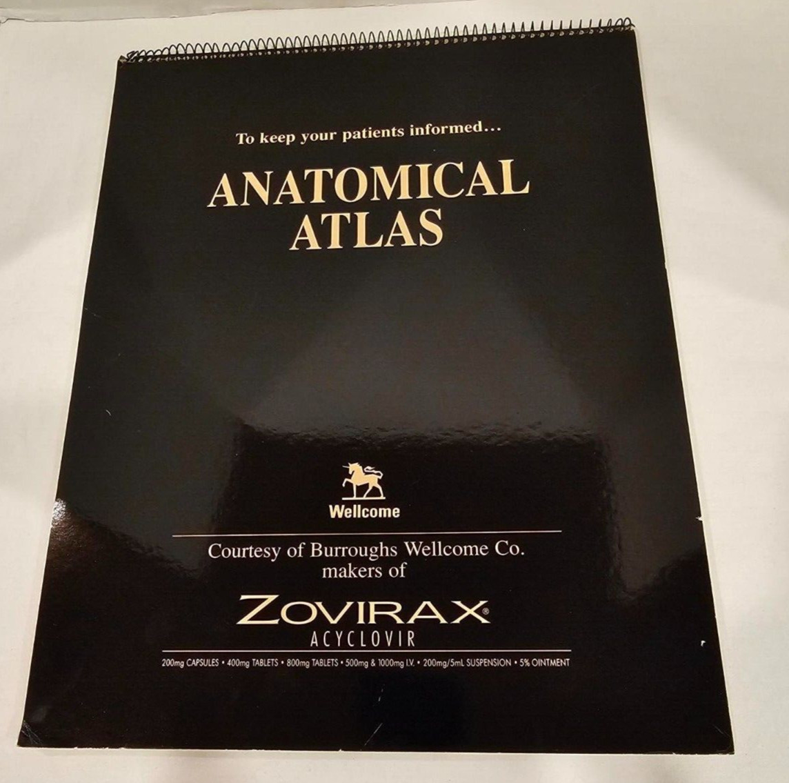 Vintage BURROUGHS WELLCOME CO Zovirax Anatomic Atlas Free Standing 1994