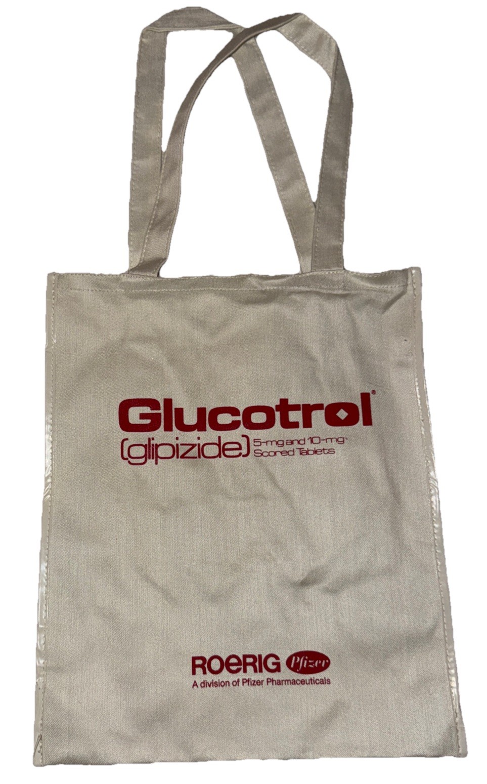 Glucotrol Glipizide Tote Bag Canvas Drug Rep Pharmaceutical Promo Advertising